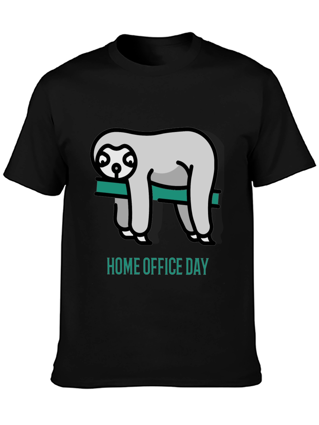 Black Home Office Day Sloth Graphic Tee view 3