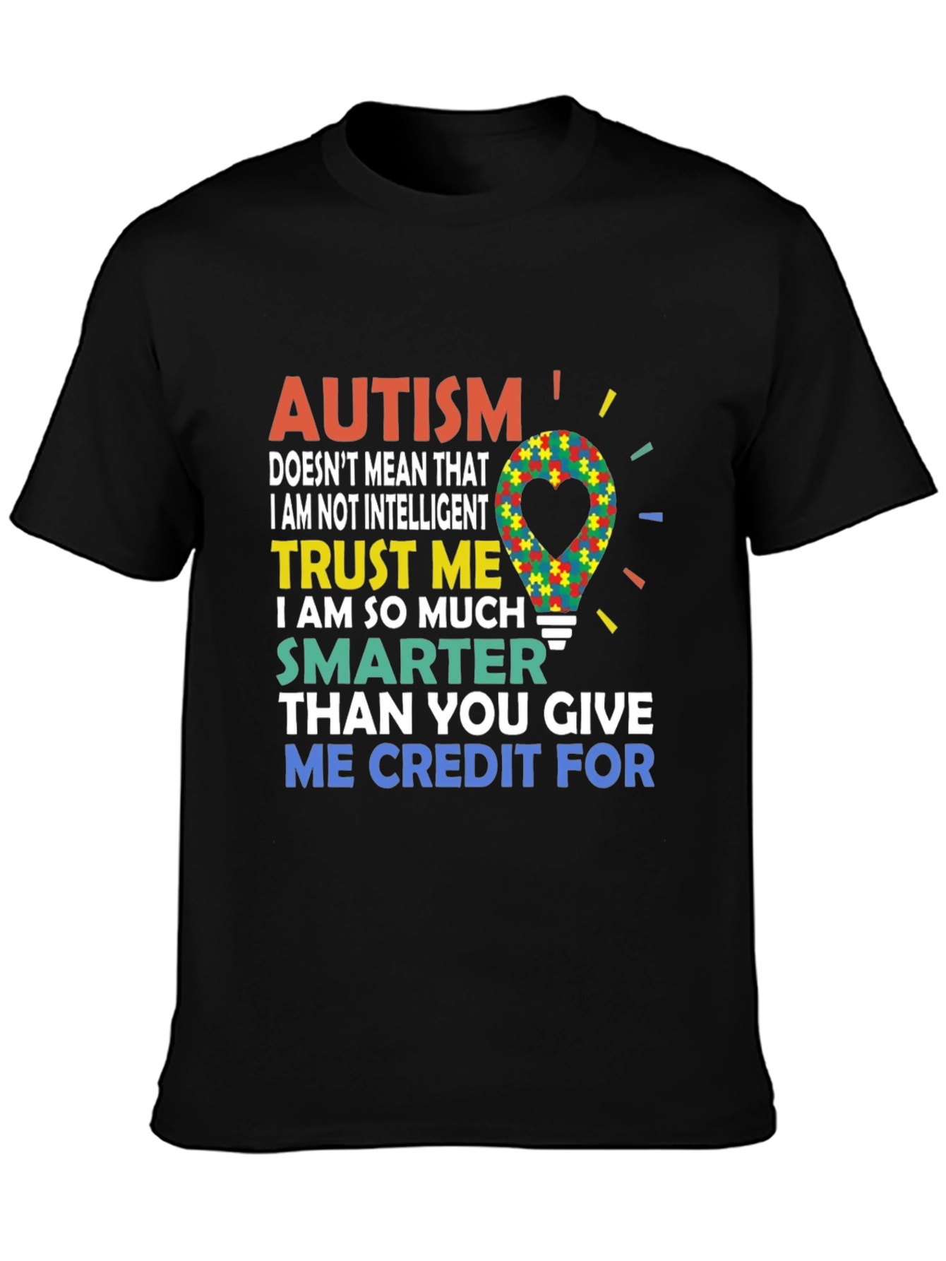 Black Autism Awareness T-Shirt - Trust Me view 3