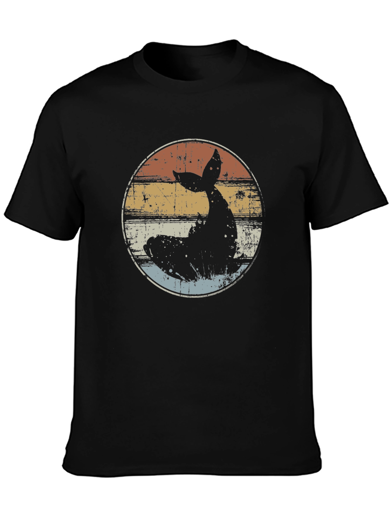 Black Retro Whale Tail Graphic T-Shirt - Black view 3