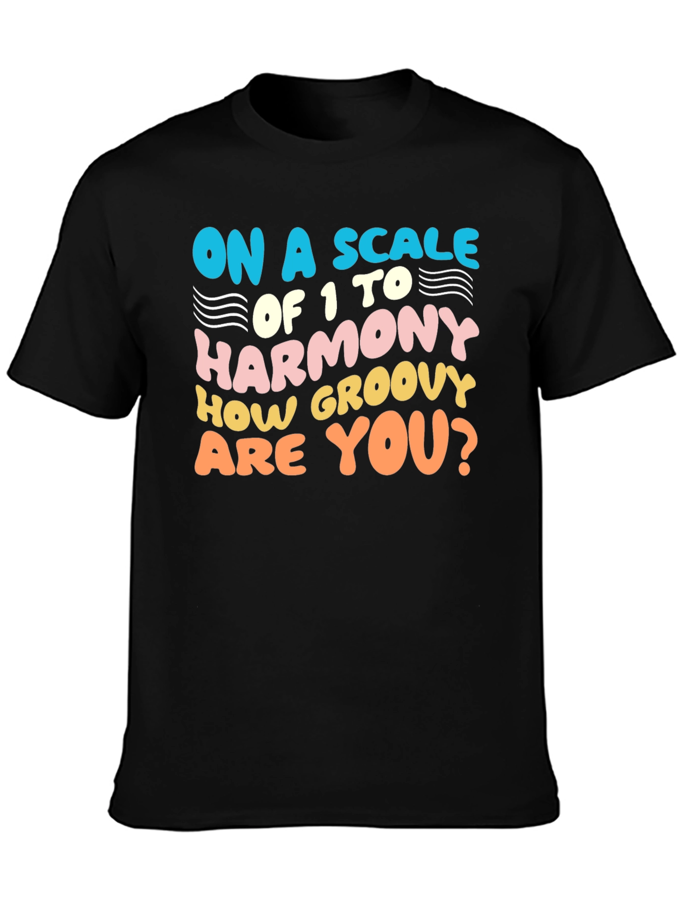 Black Groovy Harmony T-Shirt - Fun Retro Style view 3