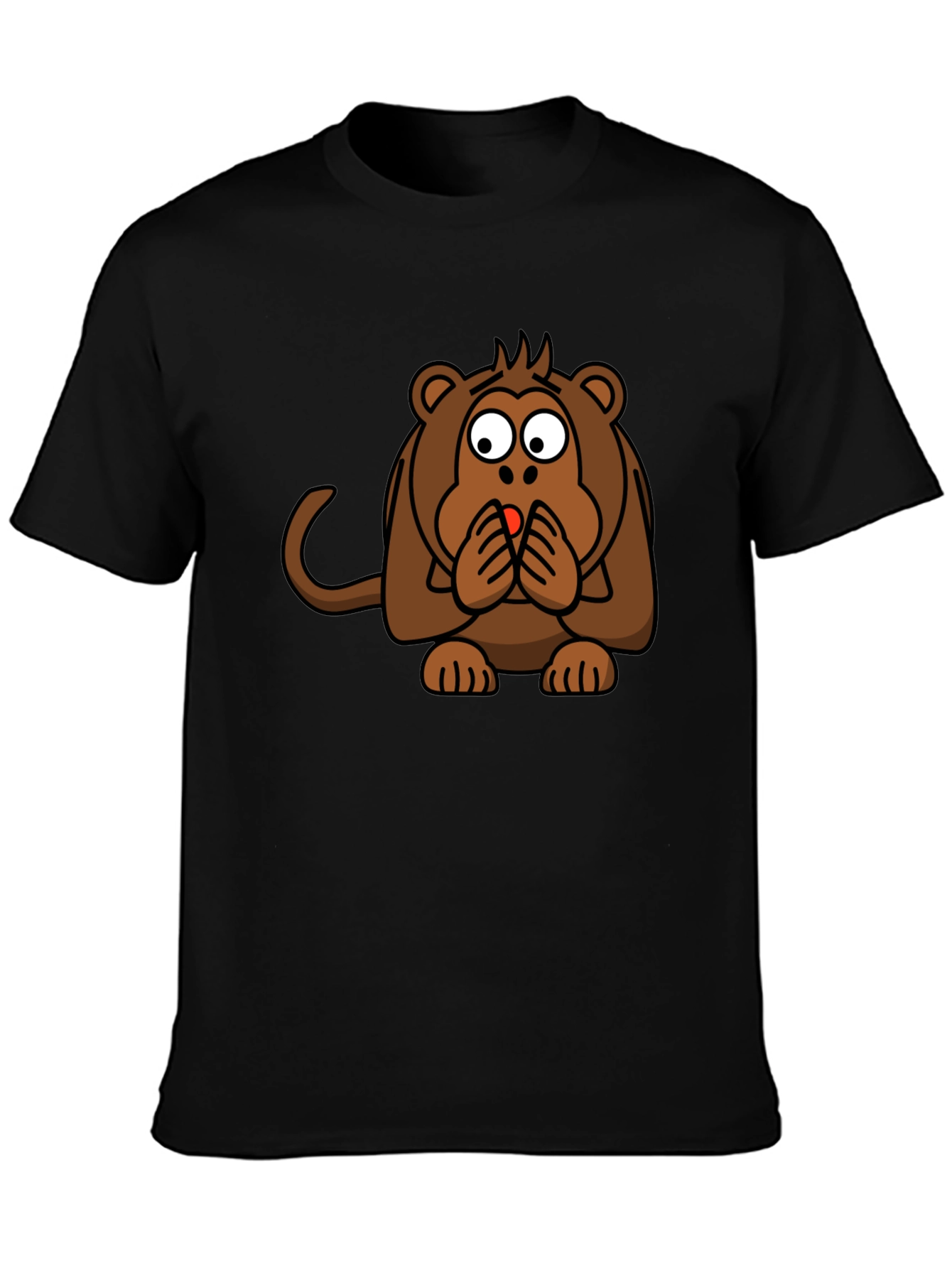Black Funny Monkey Graphic T-Shirt - Black Crew Neck view 3