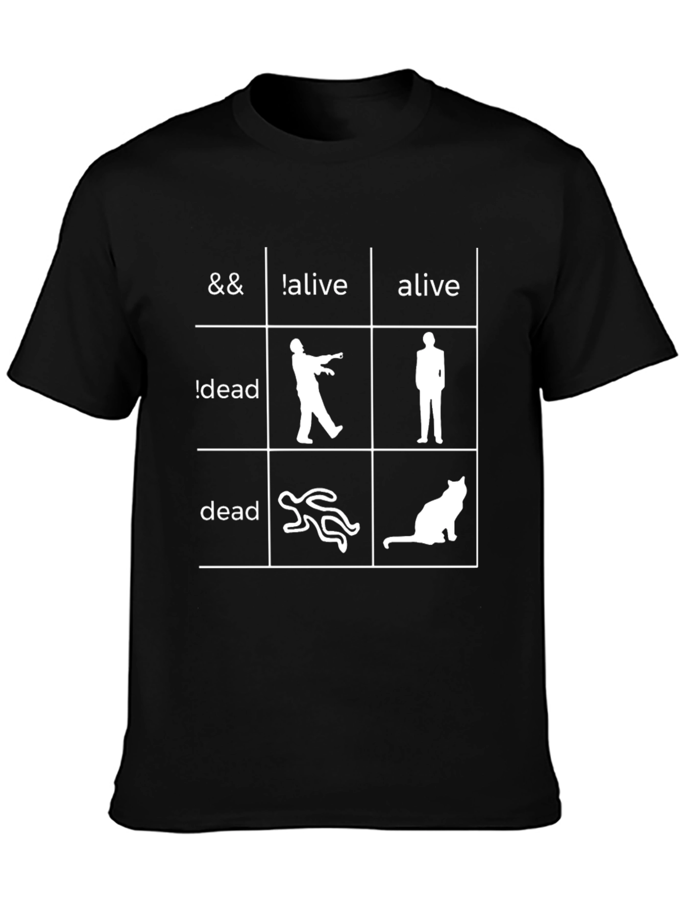 Black Funny Logic Grid Graphic Novelty T-Shirt view 3