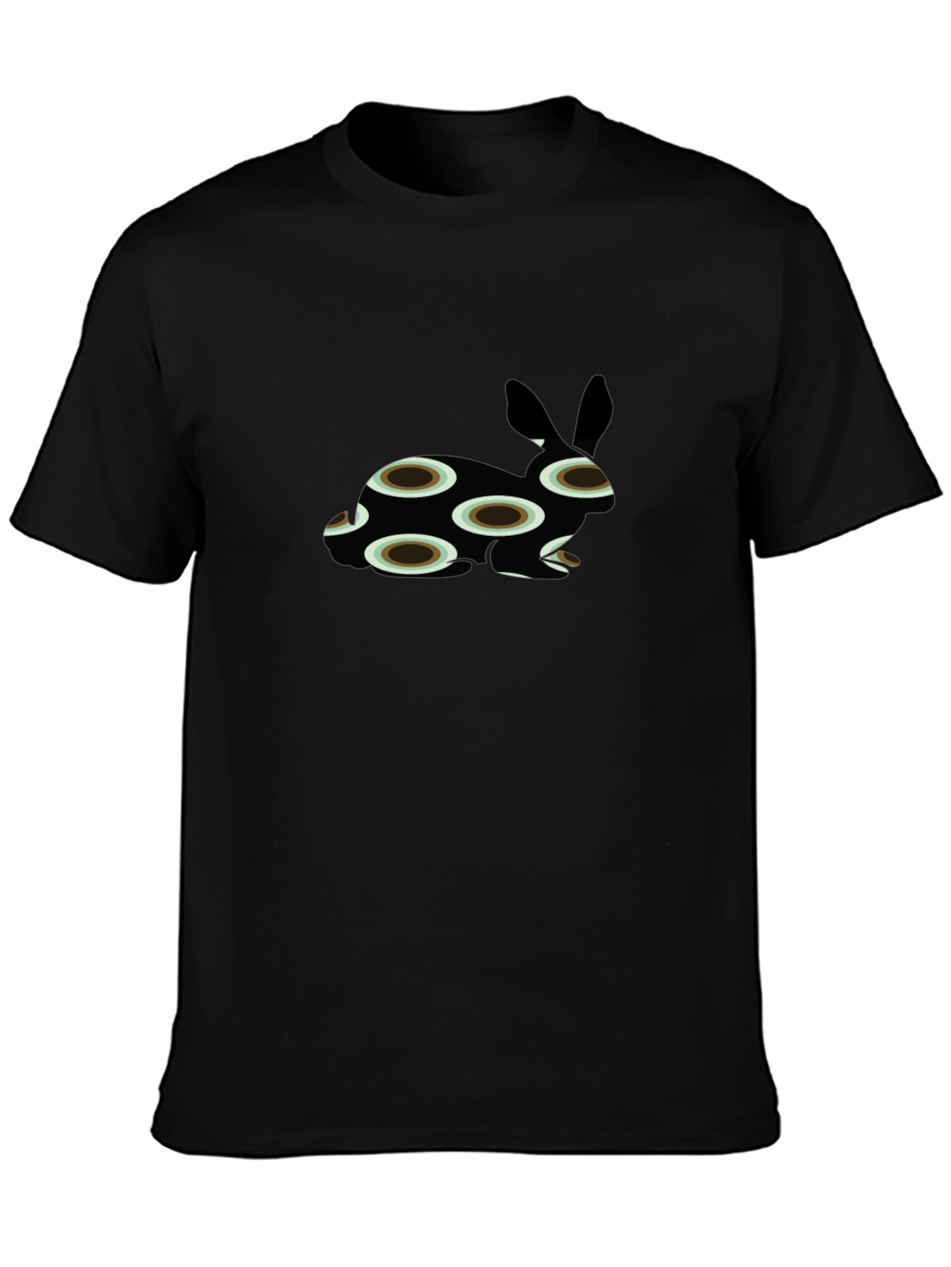 Black Abstract Bunny Print Black T-Shirt view 3