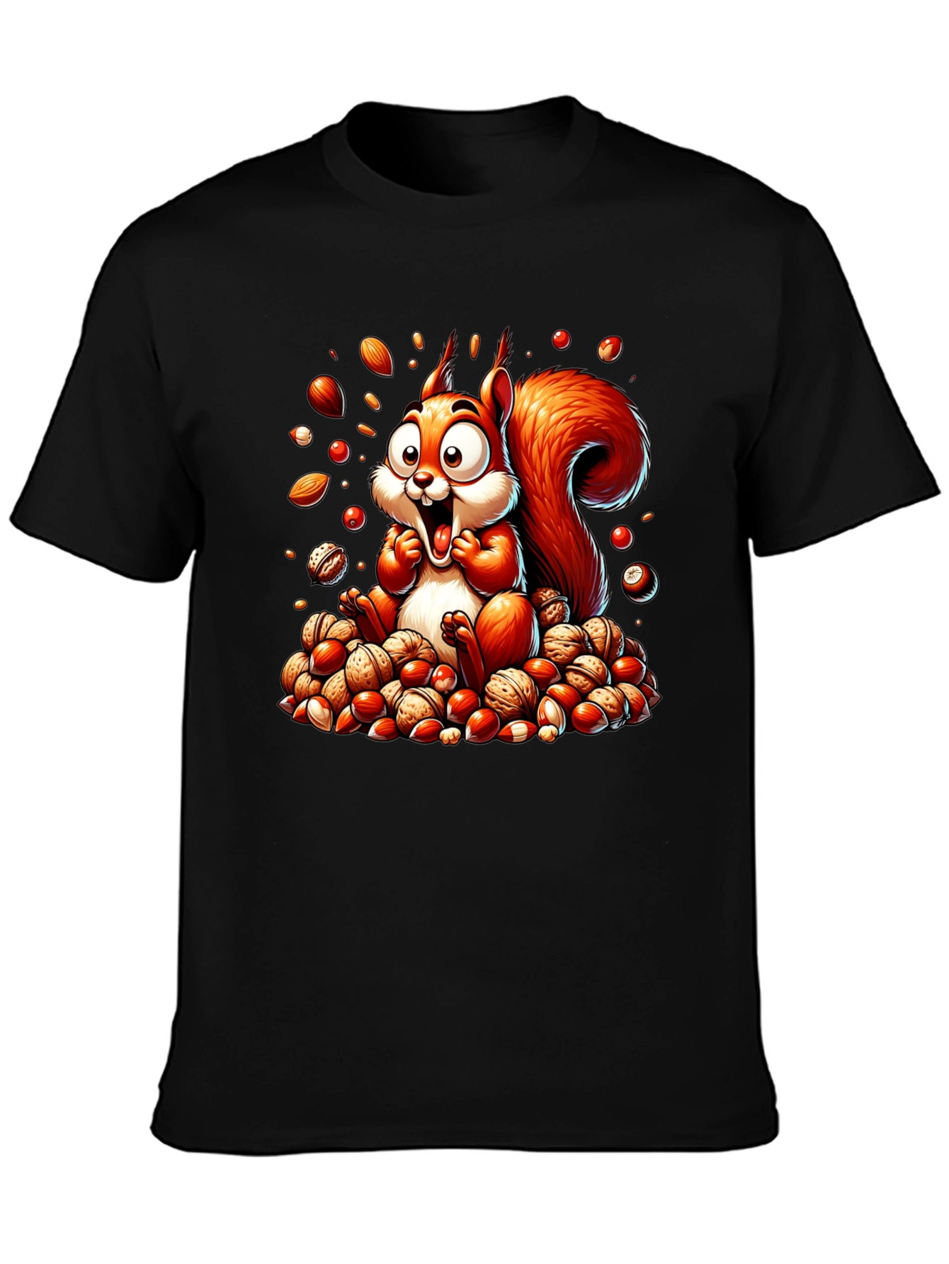 Black Squirrel Nut Lover T-Shirt - Cartoon Design view 3
