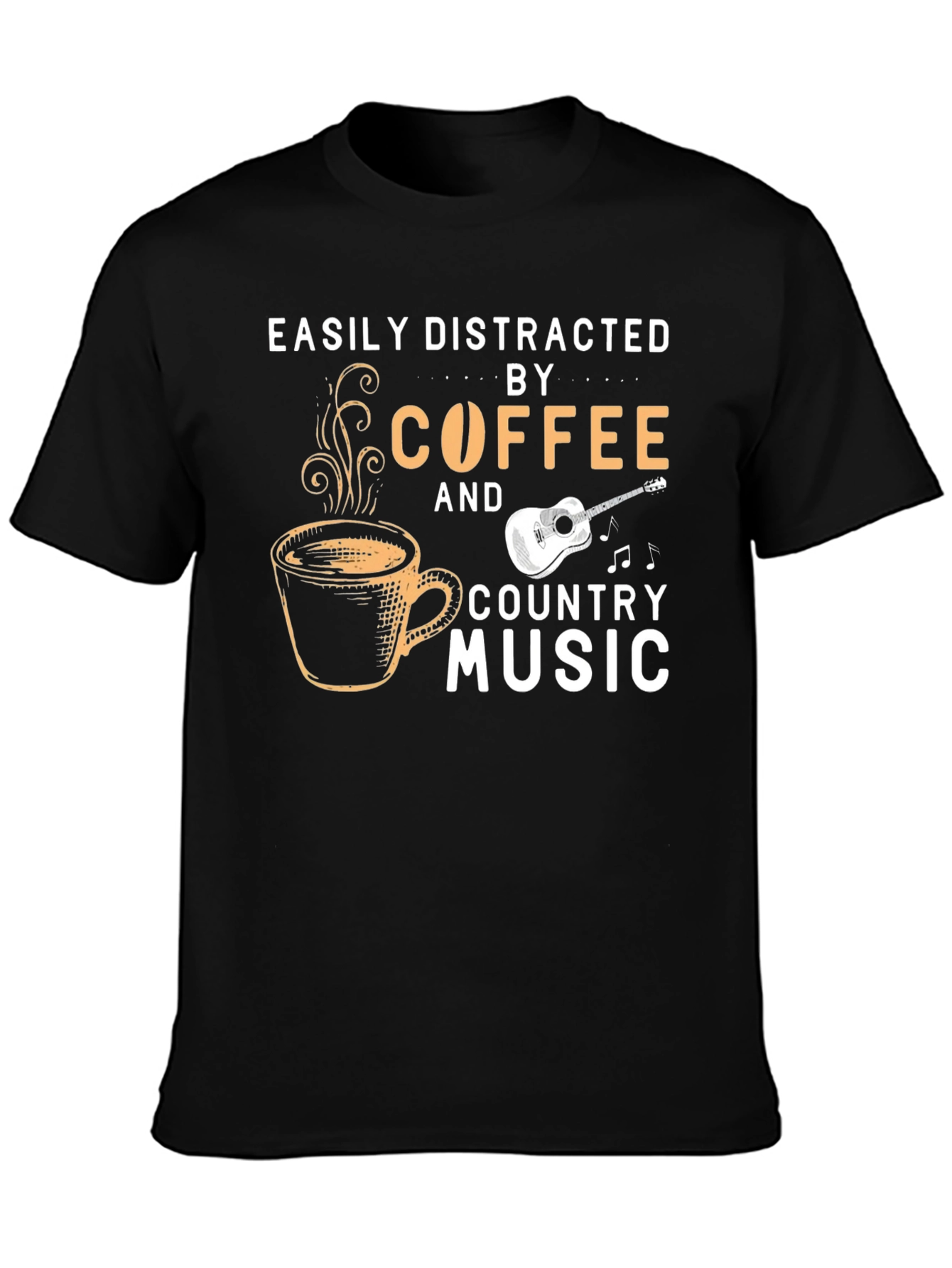 Black Coffee & Country Music T-Shirt - Easily Distracted view 3