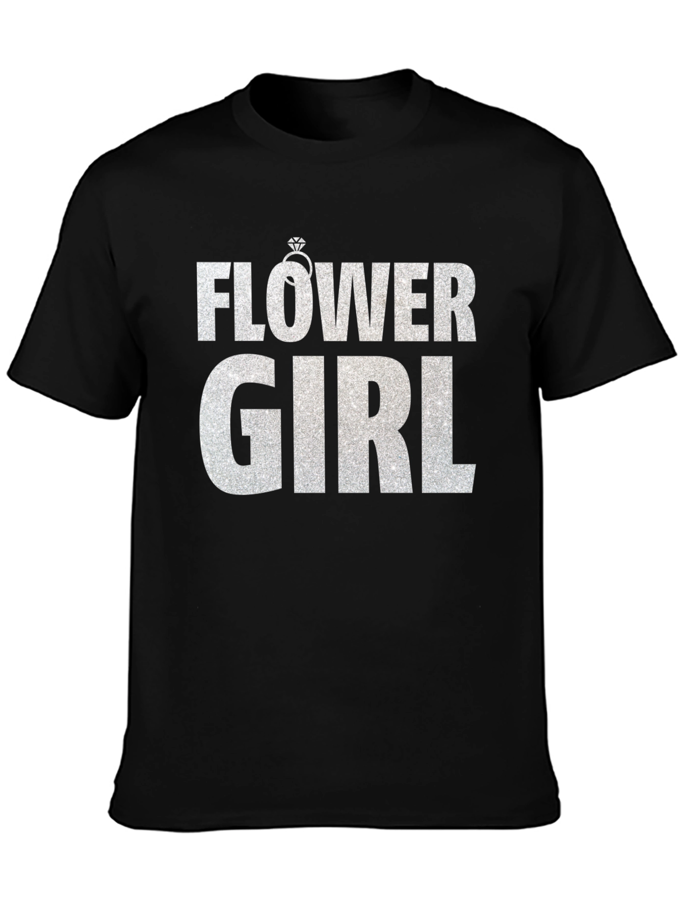 Black Flower Girl T-Shirt - Wedding Party Tee view 3