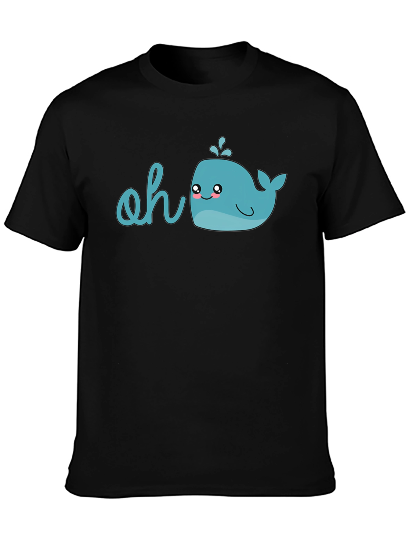 Black Cute Cartoon Whale Graphic T-Shirt view 3