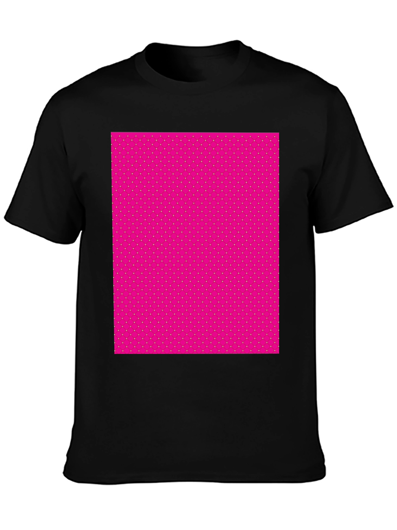 Black Men's Black T-Shirt with Pink Polka Dot Pattern view 3