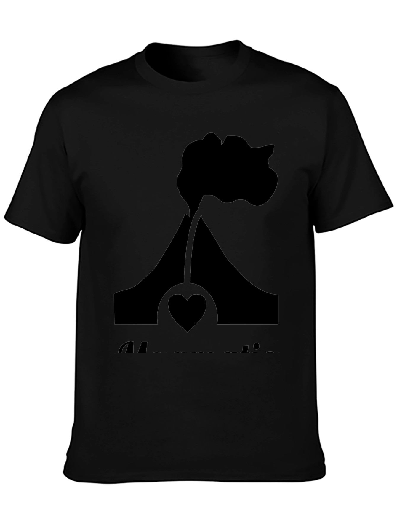 Black Volcano Heart Graphic Tee - Black Casual Shirt view 3