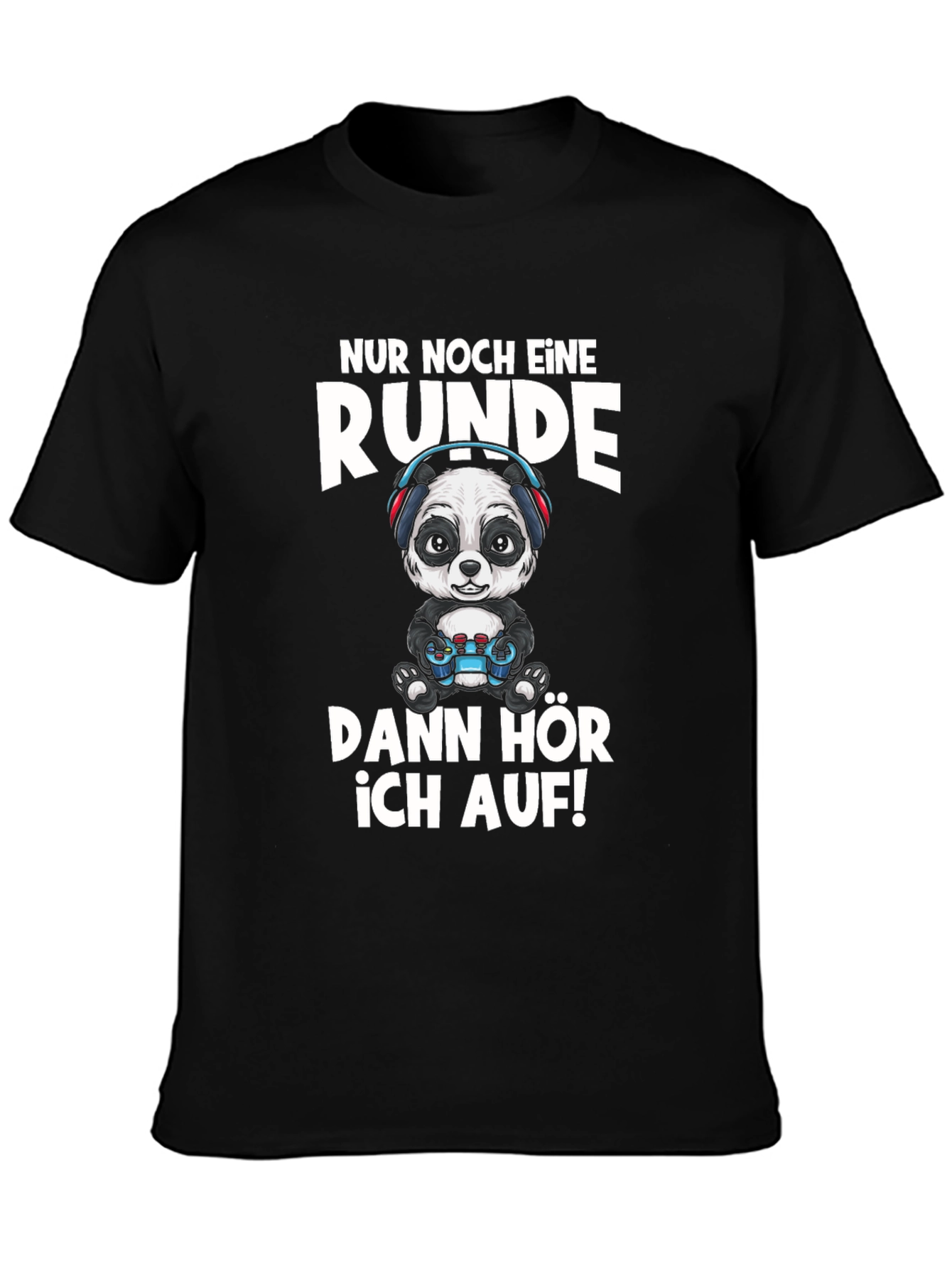 Black Gamer Panda T-Shirt - Just One More Round! view 3