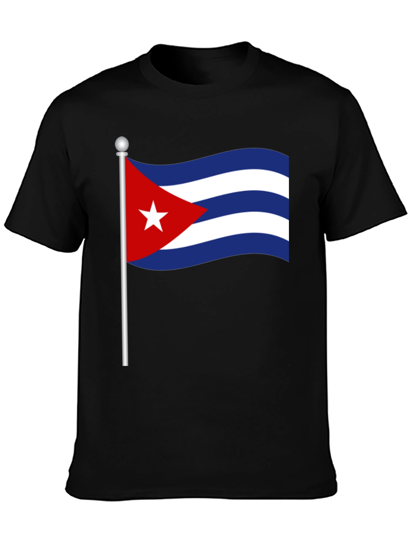 Black Cuba Flag T-Shirt - Black Crew Neck Tee view 3