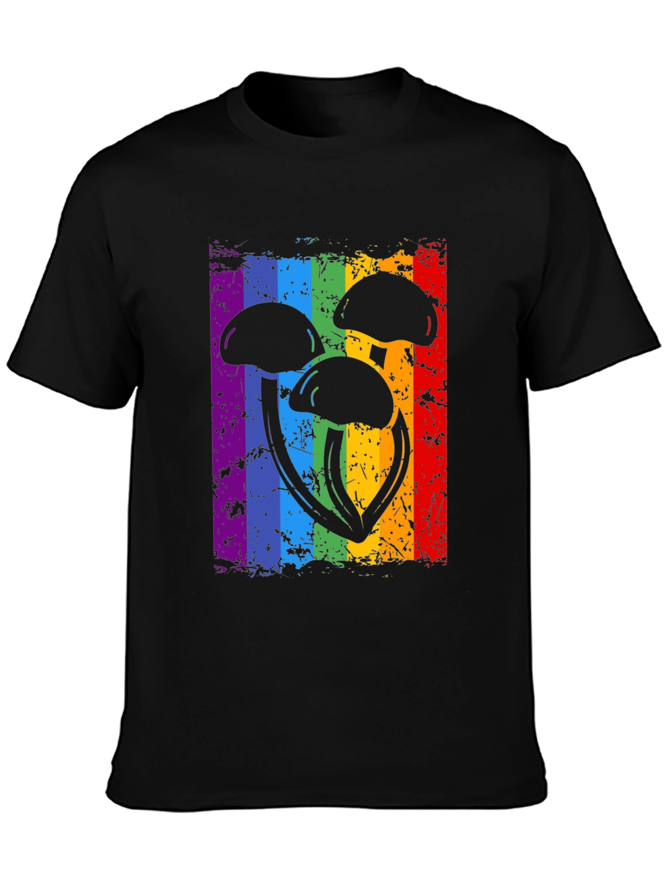 Black Rainbow Mushroom Graphic Tee view 3