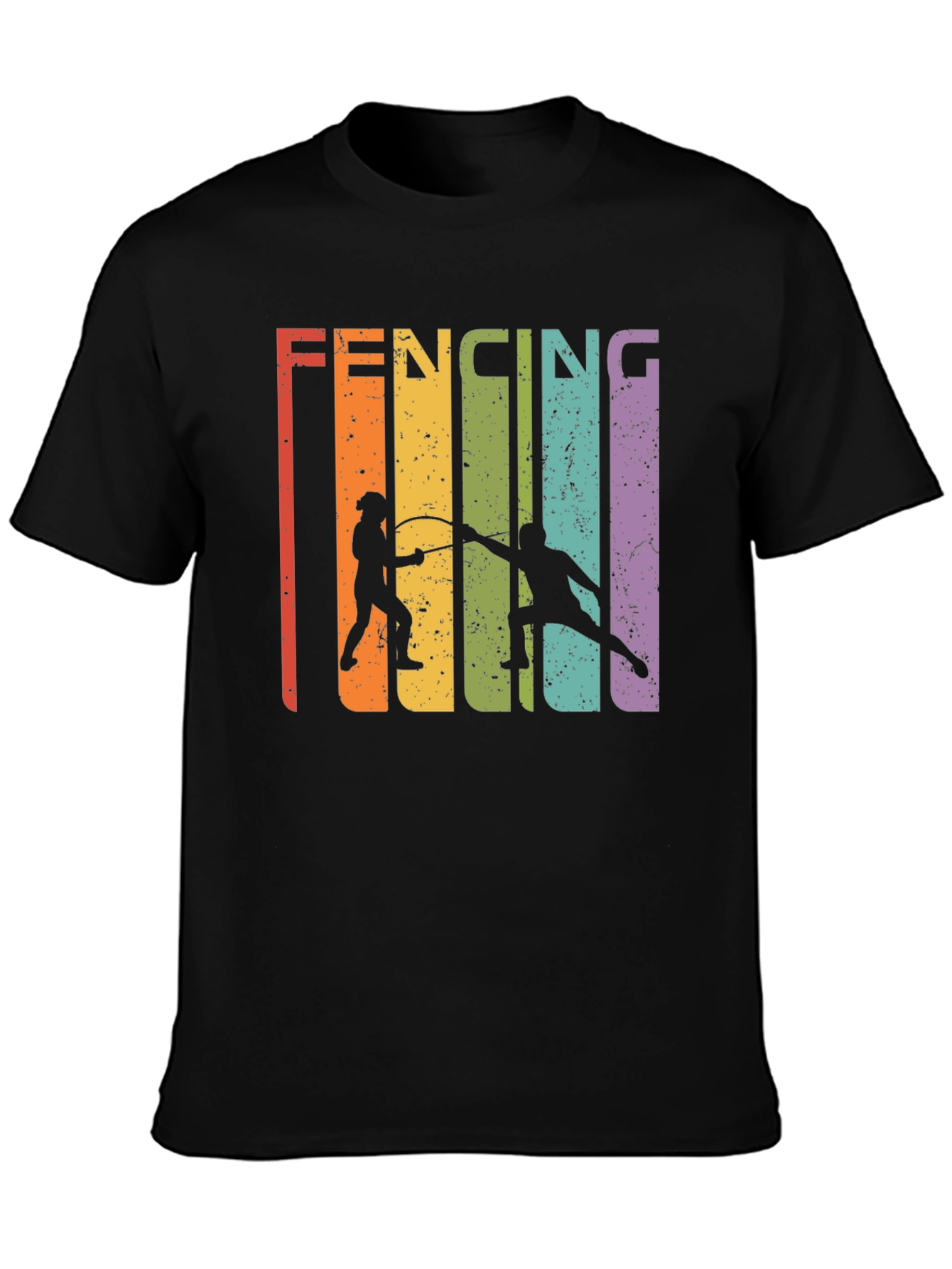 Black Retro Fencing Graphic T-Shirt view 3