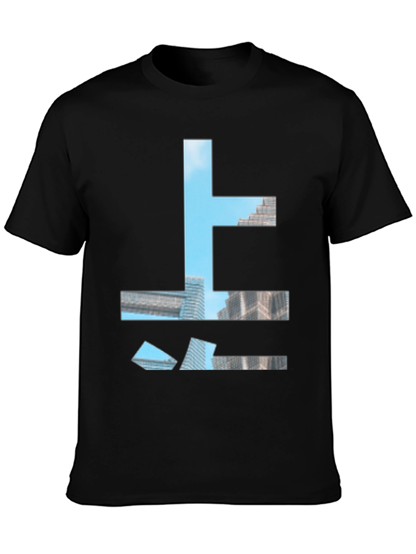 Black Urban Abstract Graphic Tee - Modern Black T-Shirt view 3