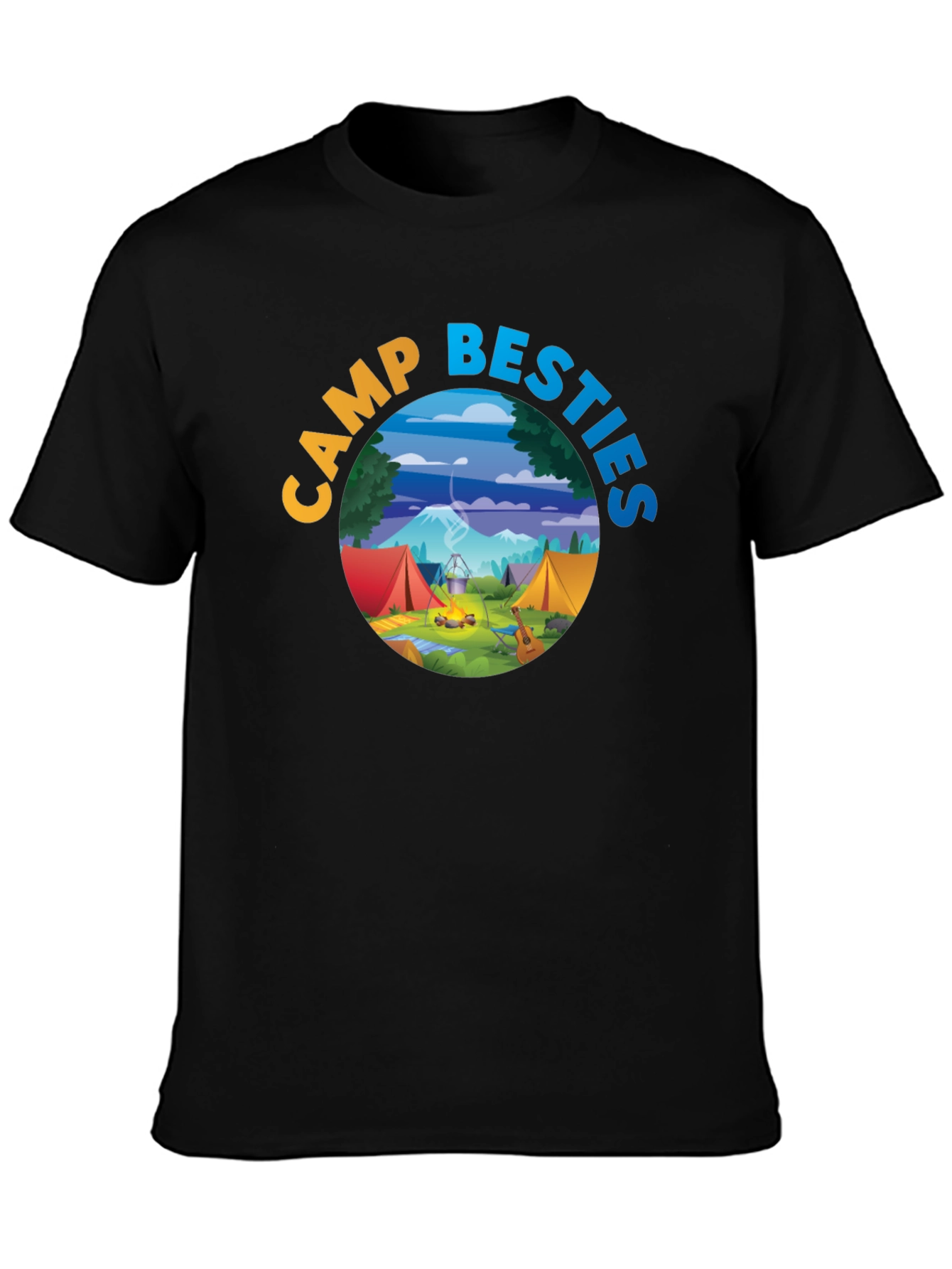 Black Camp Besties Graphic Tee - Black Cotton T-Shirt view 3