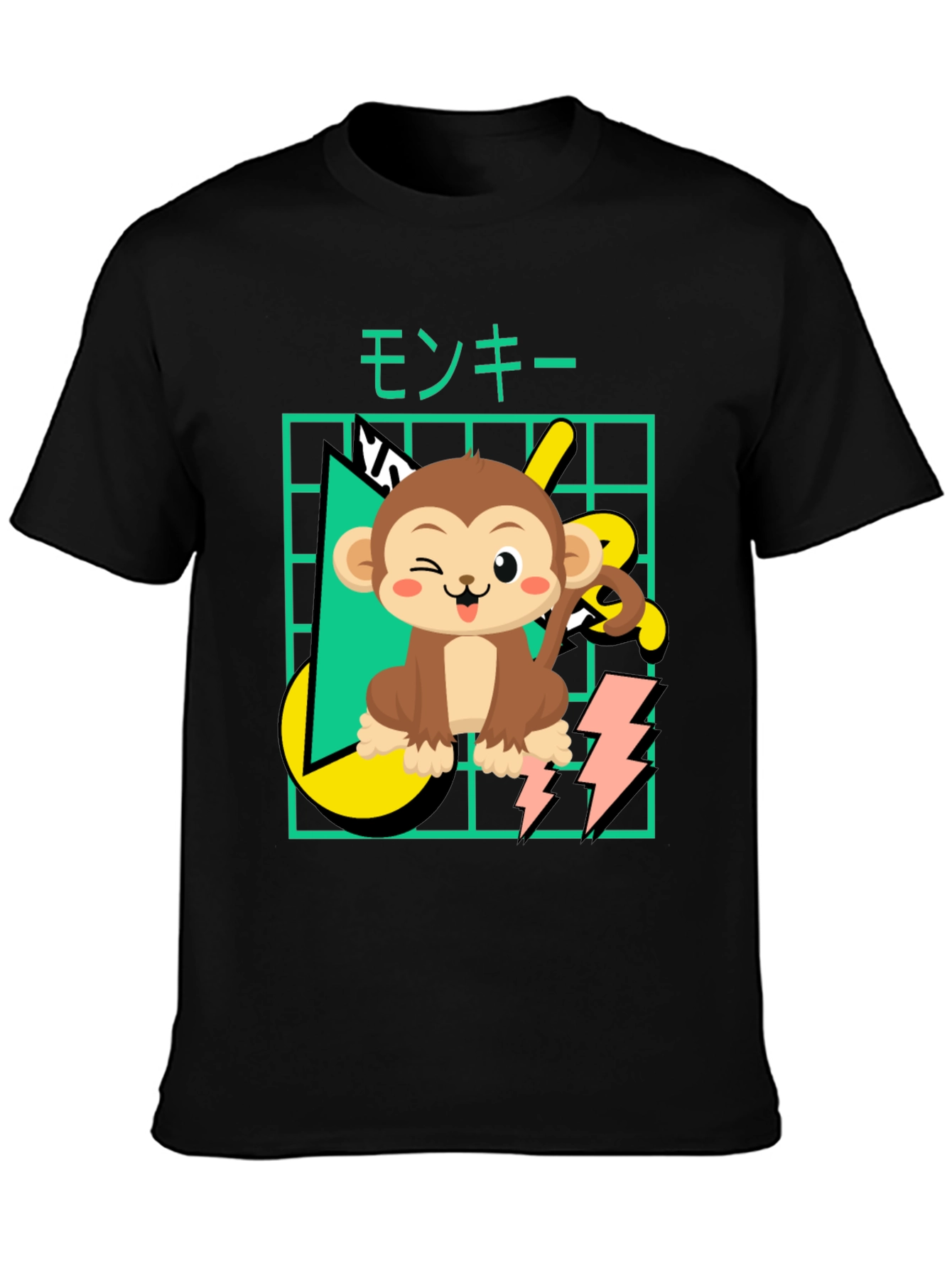 Black Cartoon Monkey Graphic Tee view 3