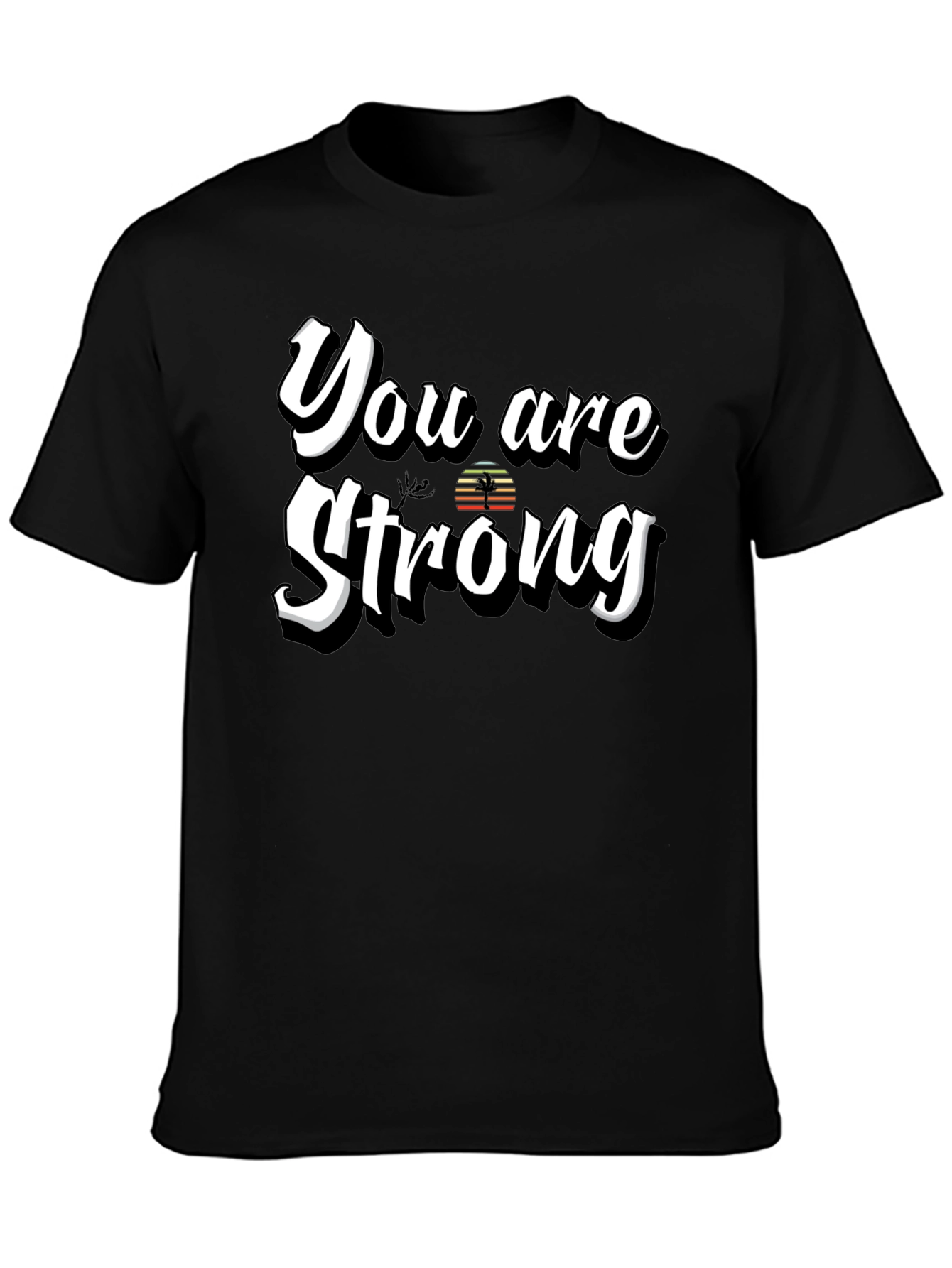 Black You Are Strong Graphic T-Shirt - Motivational Design view 3