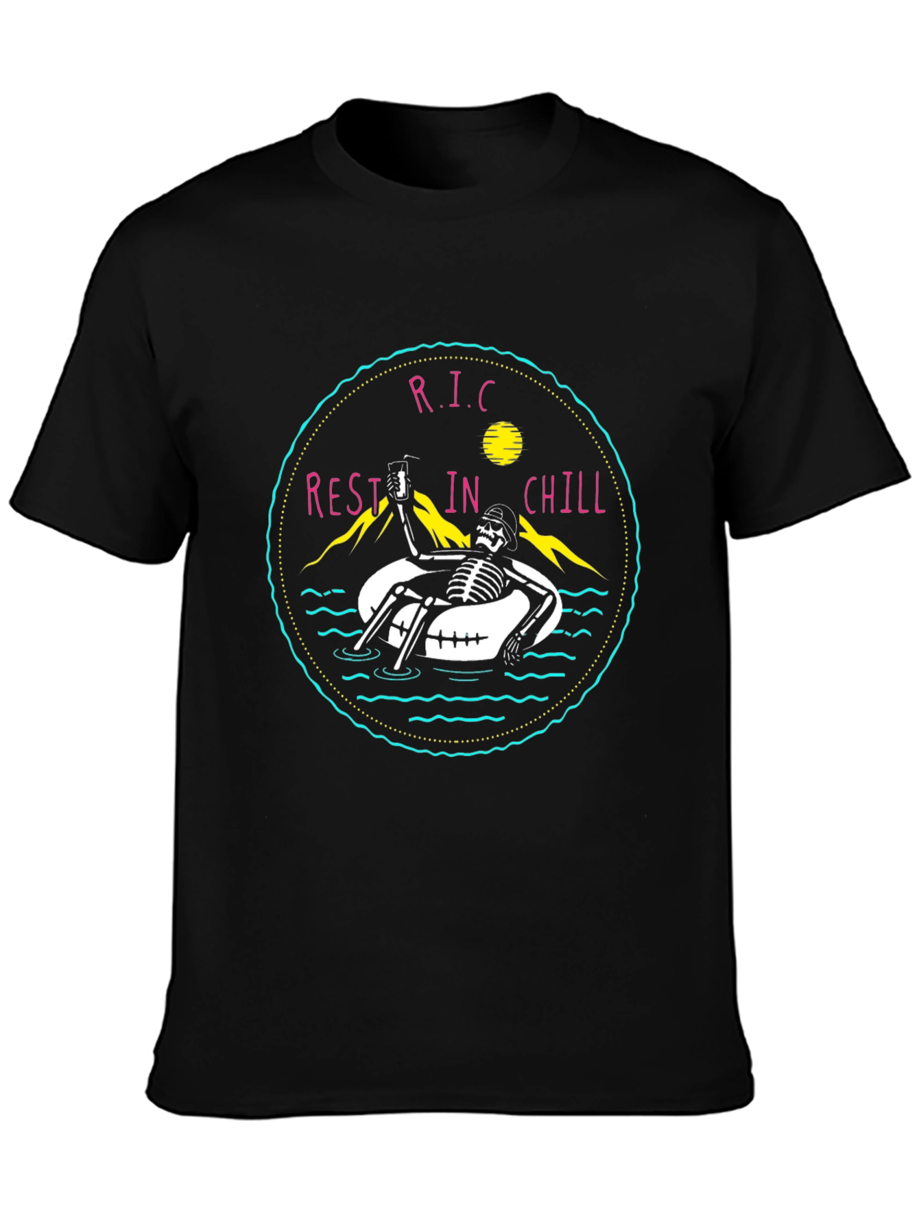 Black Rest in Chill Skeleton Graphic T-Shirt view 3