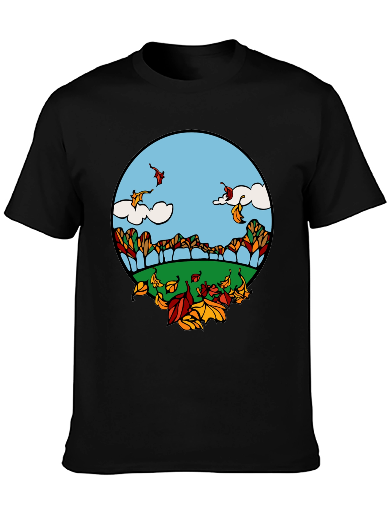 Black Fall Landscape Graphic Tee - Autumnal Style view 3