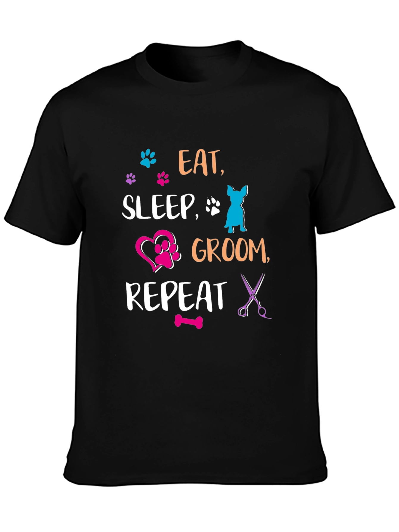 Black Eat Sleep Groom Repeat T-Shirt view 3