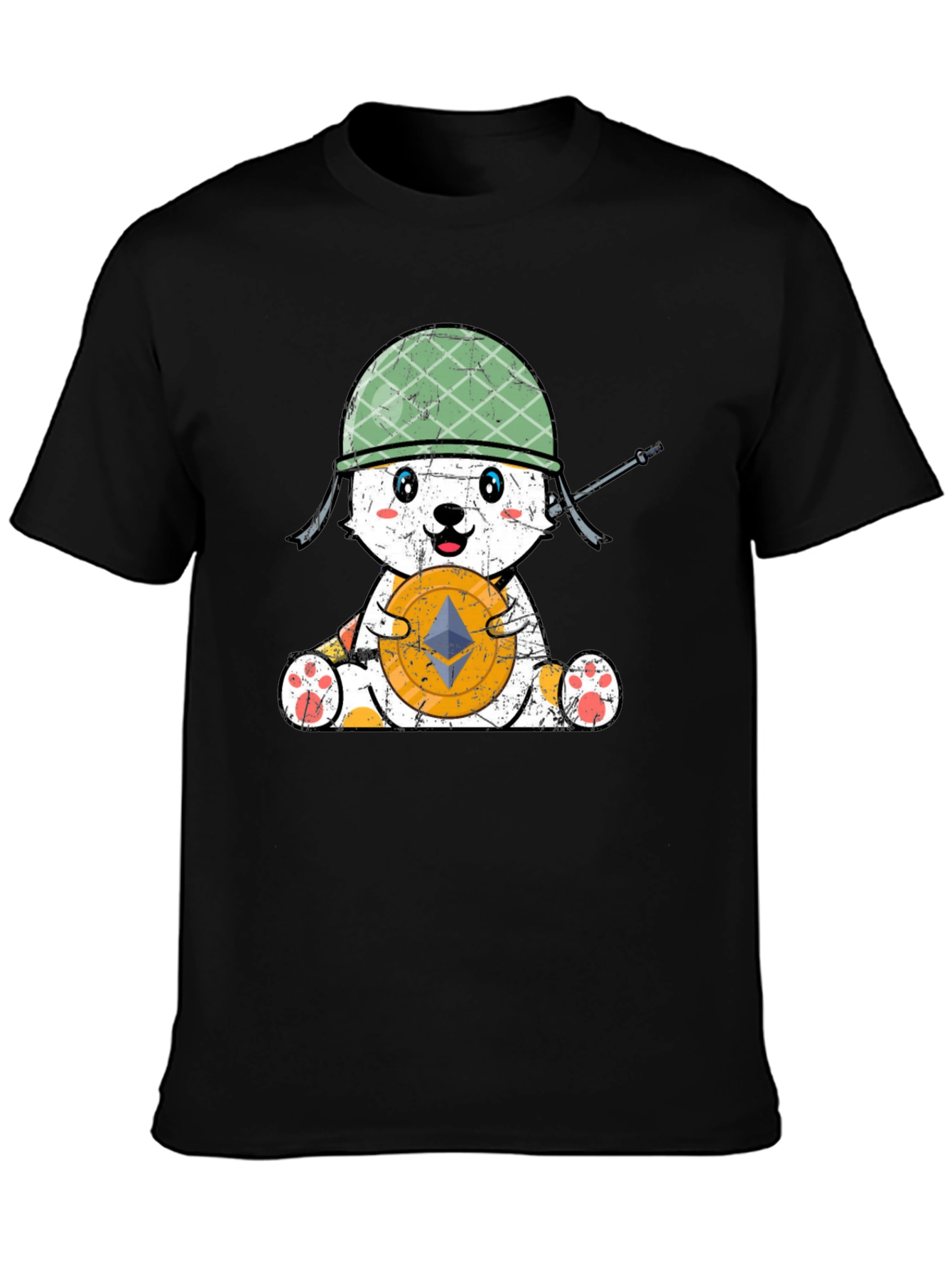 Black Crypto Bear Soldier Graphic Tee view 3