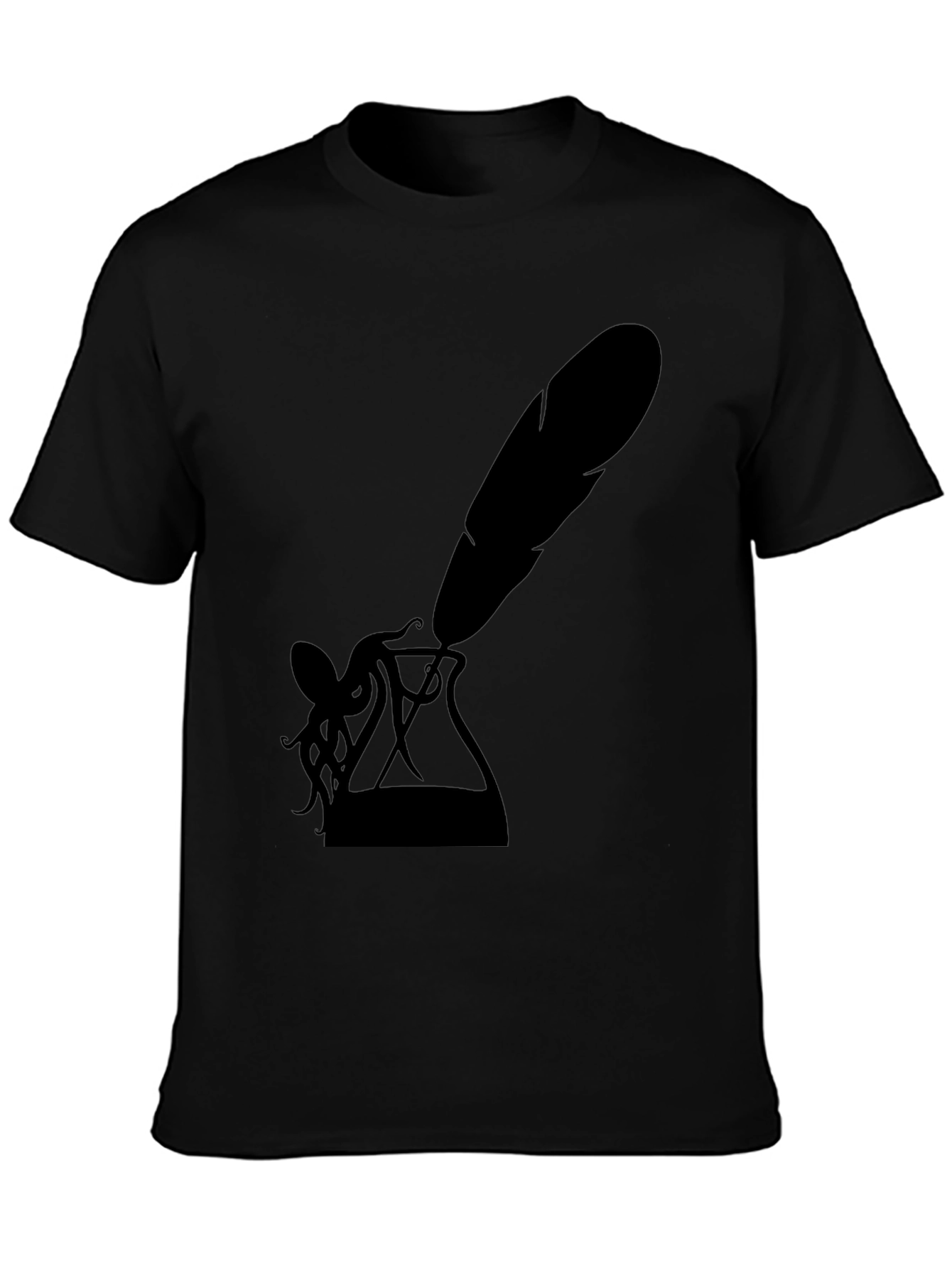Black Octopus Quill Ink T-Shirt - Black Graphic Tee view 3