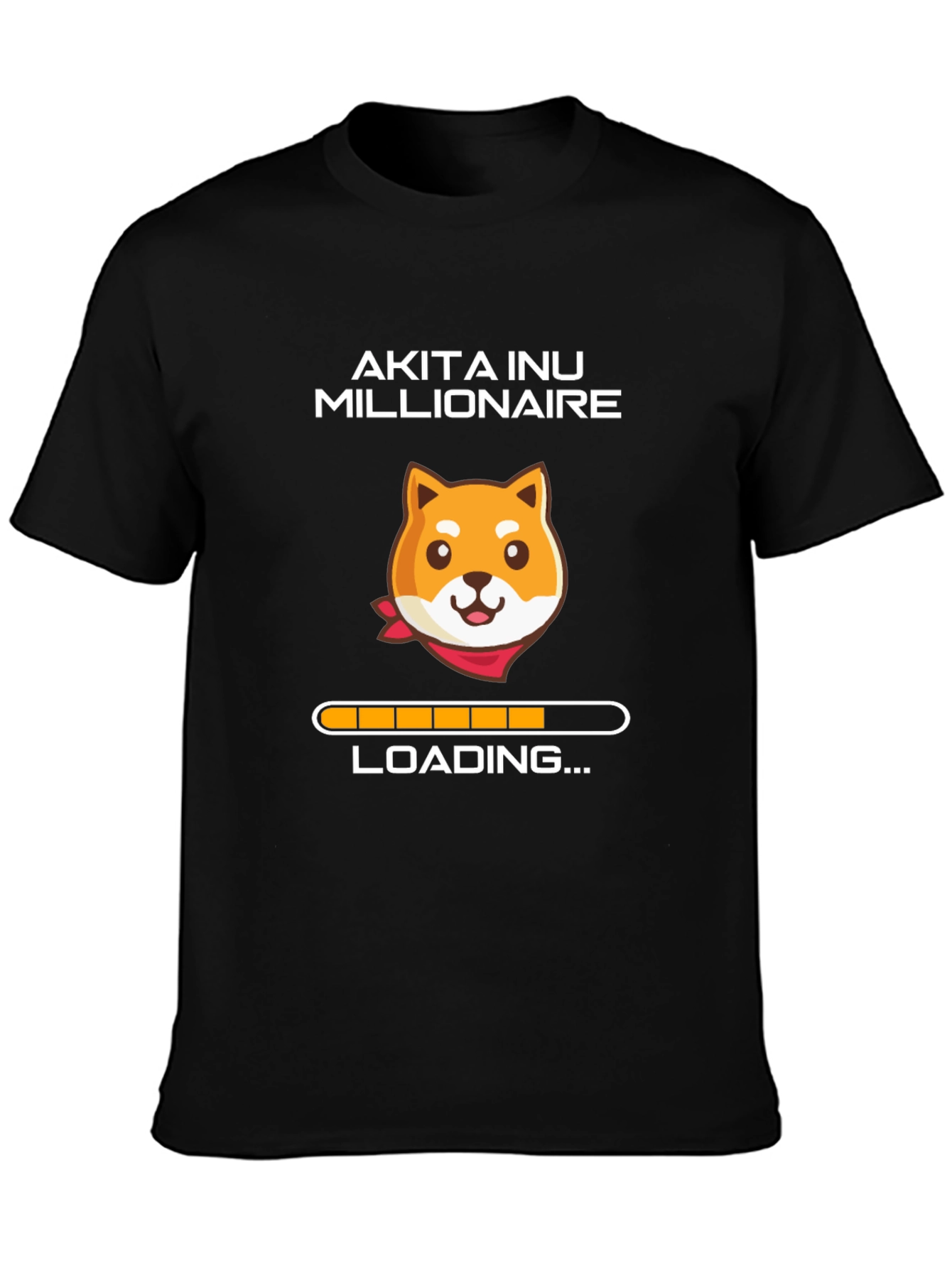 Black Akita Inu Millionaire Loading T-Shirt - Black view 3