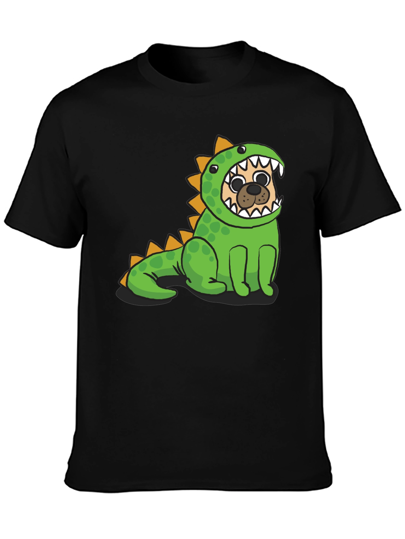 Black Pug in Dino Costume Graphic T-Shirt view 3