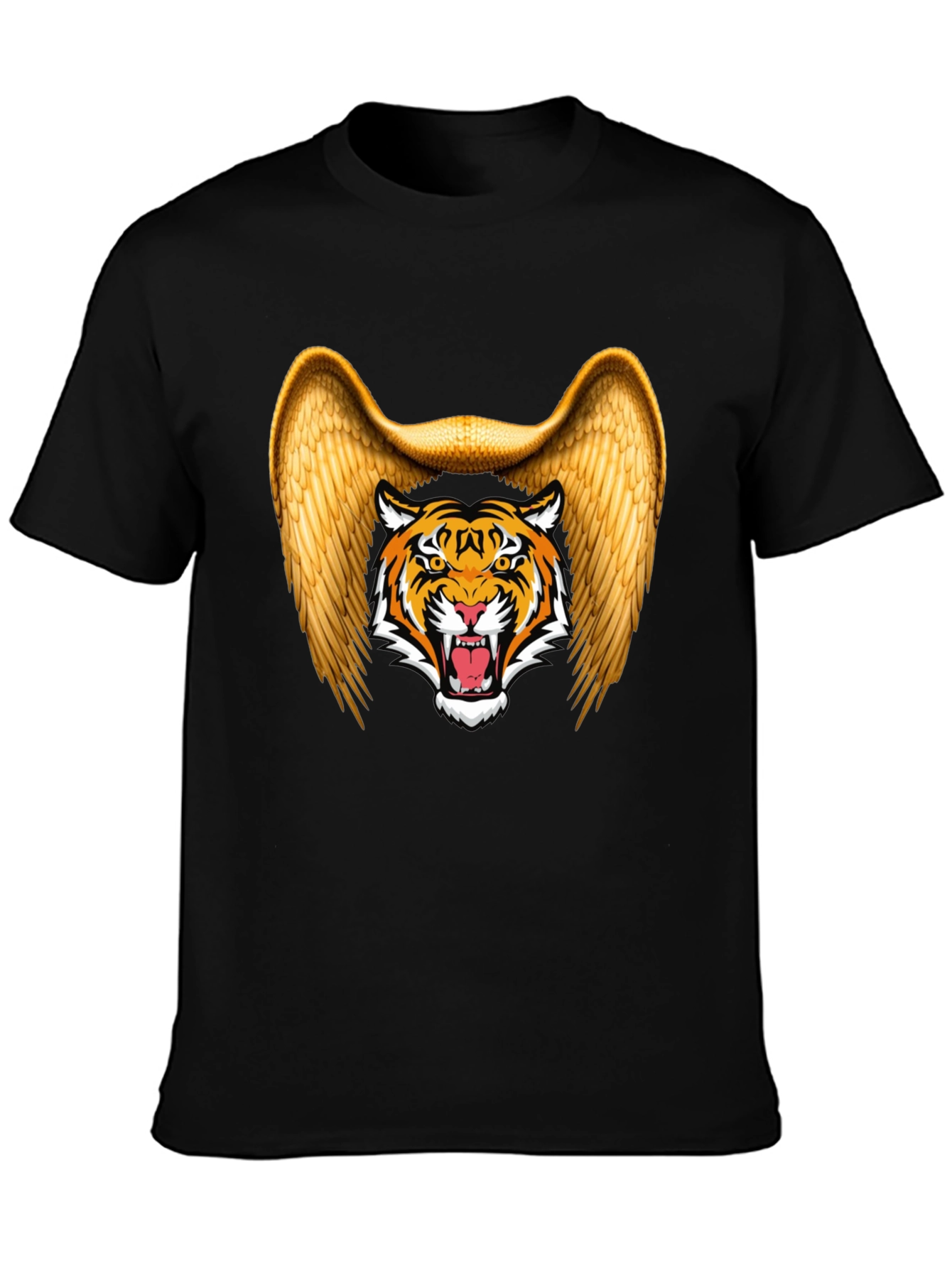 Black Winged Tiger Graphic Tee - Cool Black T-Shirt view 3