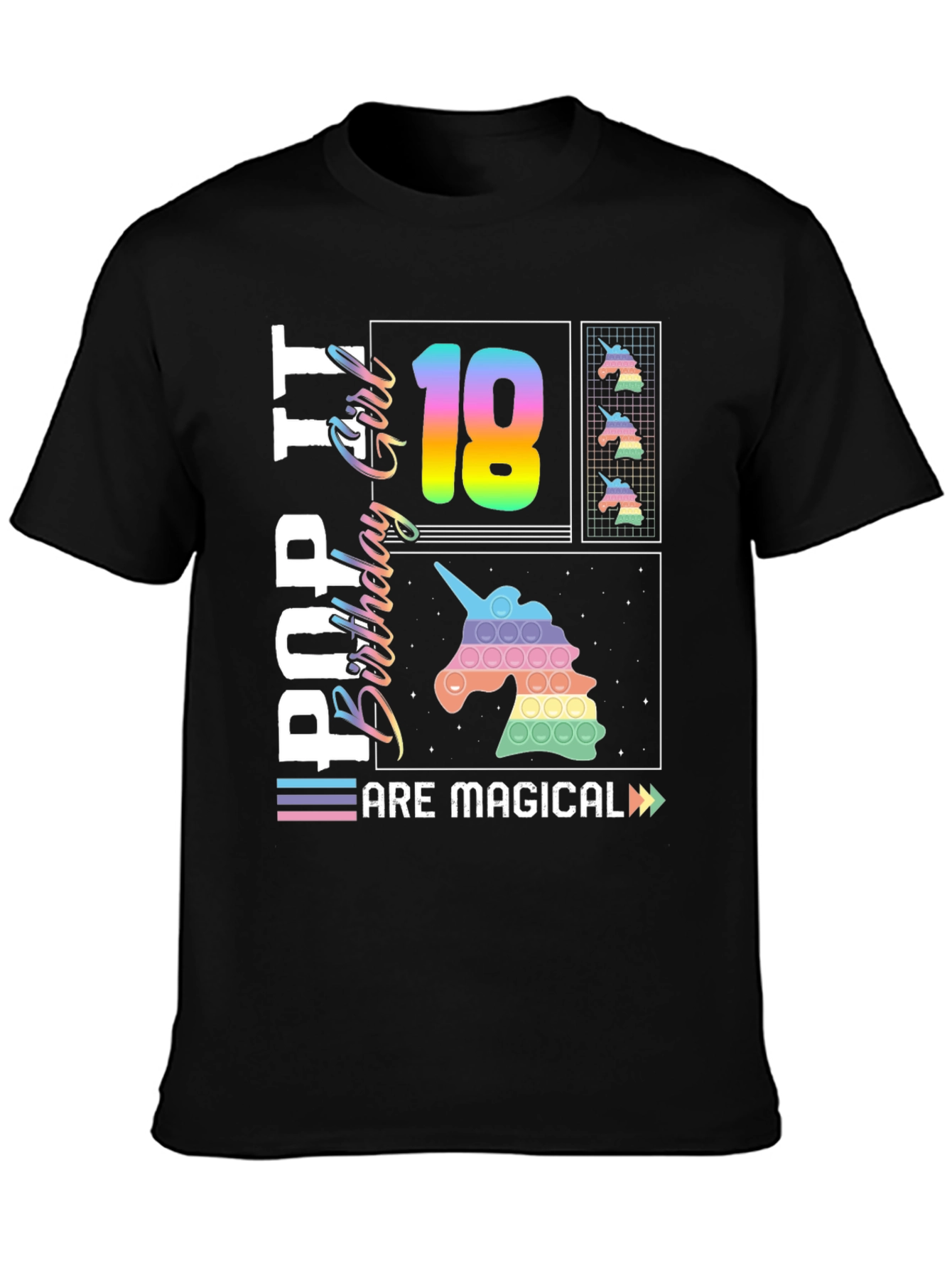 Black Pop It 18th Birthday Girl T-Shirt view 3