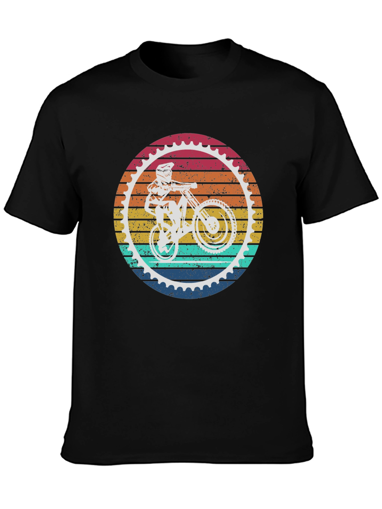 Black Retro Mountain Bike Graphic T-Shirt view 3