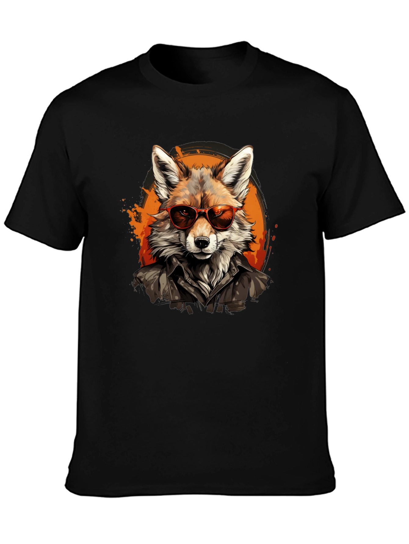 Black Cool Fox Graphic Tee - Trendy Animal T-Shirt view 3