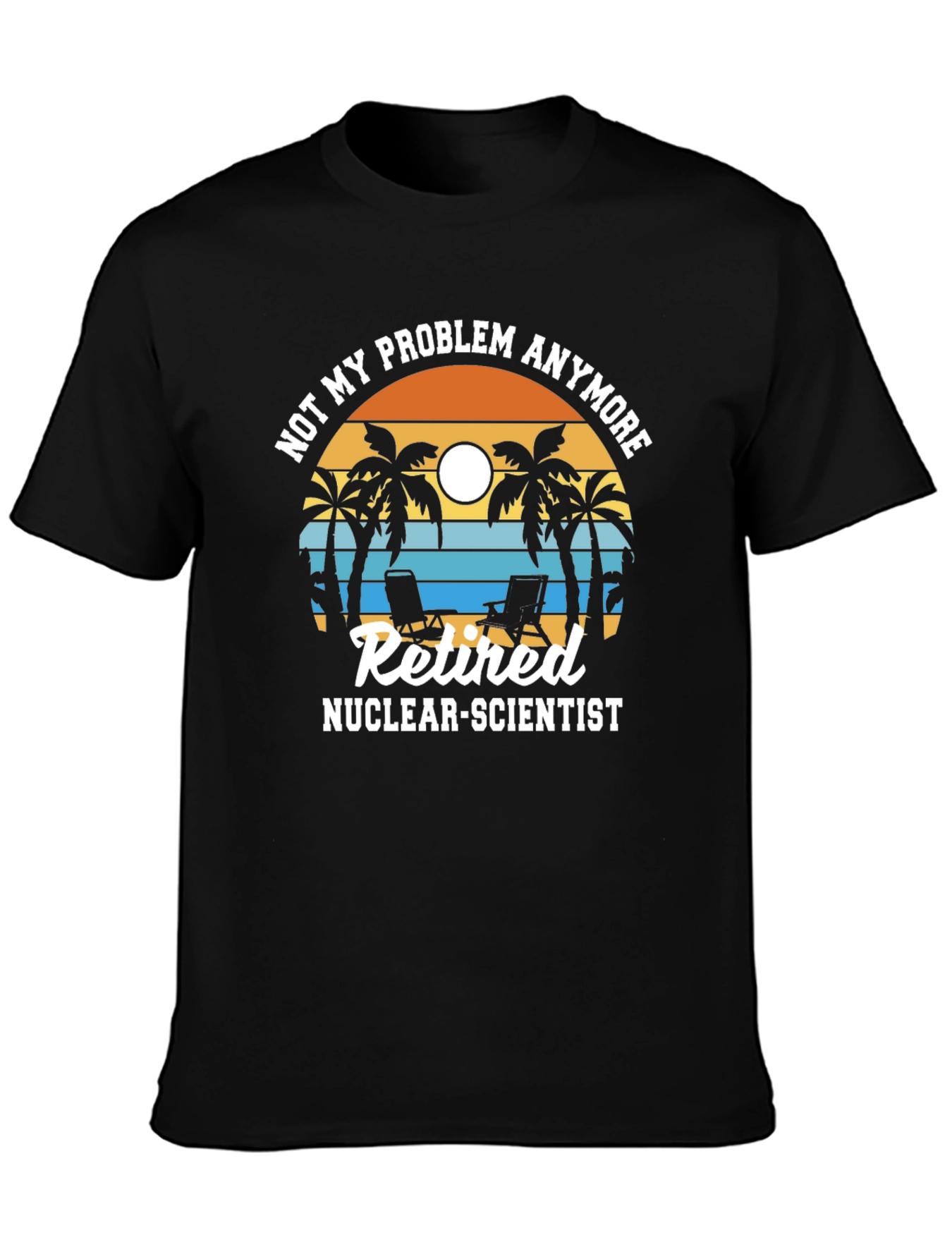 Black Retired Nuclear Scientist T-Shirt - Palm Tree Design view 3