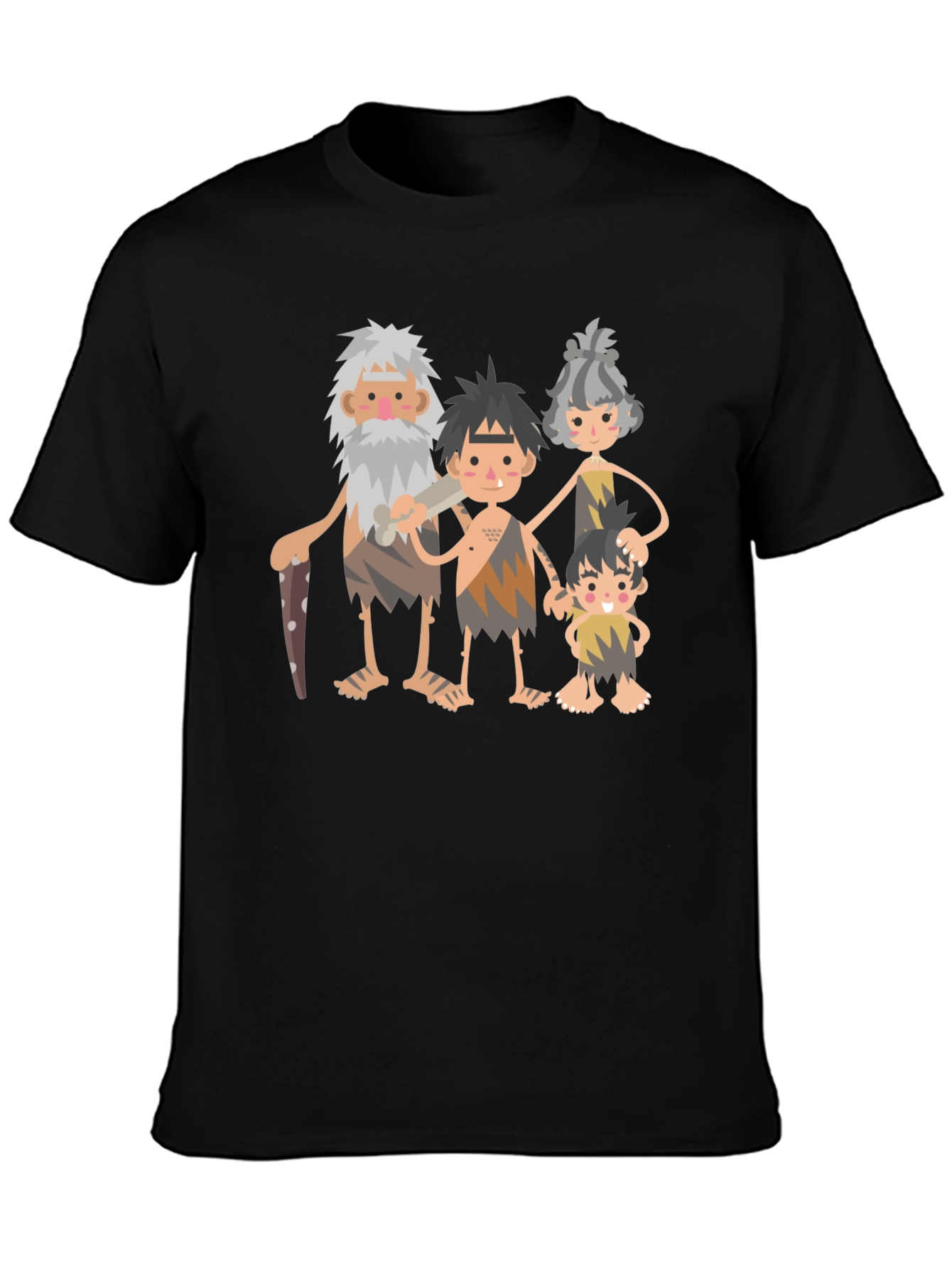 Black Caveman Family Graphic Tee - Black view 3