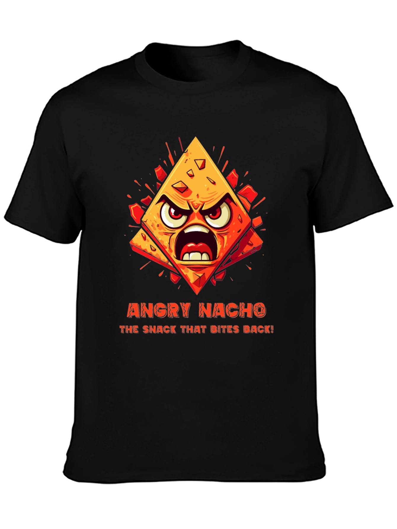 Black Angry Nacho Bite Back Black T-Shirt view 3