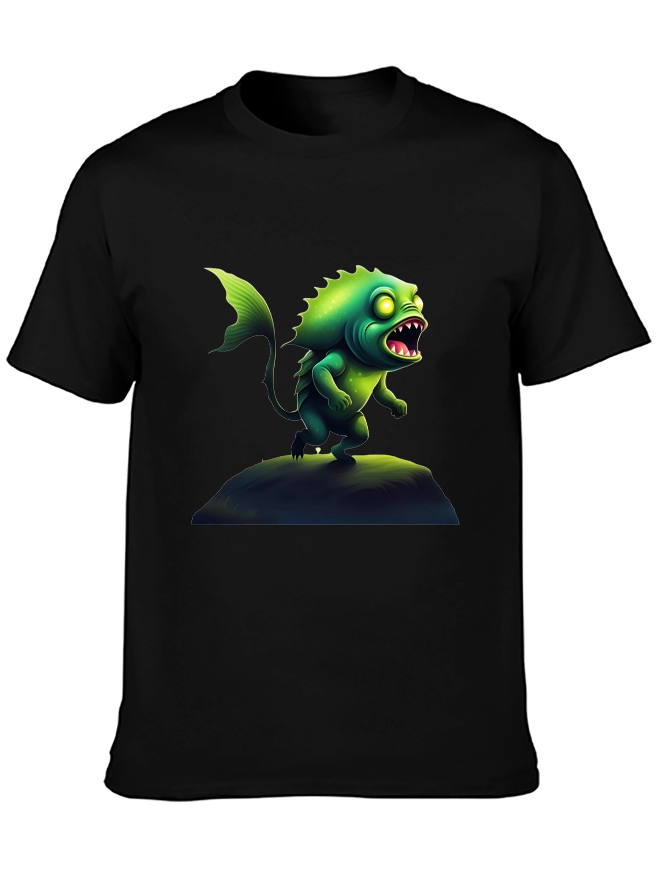 Black Monster Fish Graphic Tee - Unique Creature Design view 3