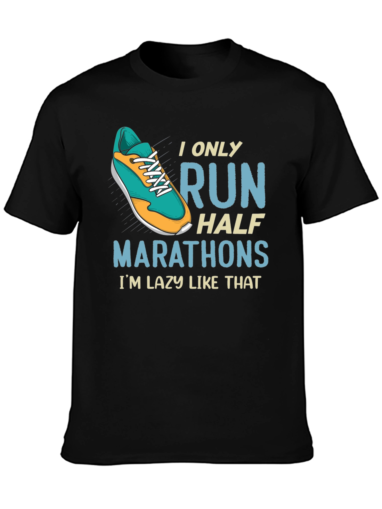 Black Funny Half Marathon Running T-Shirt view 3