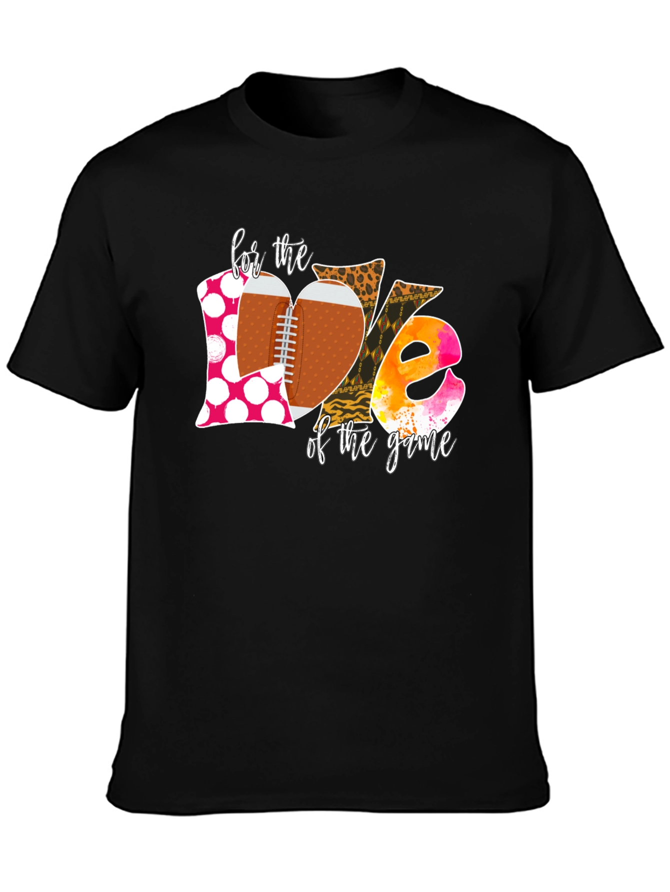 Black Football Game Day Love Graphic Tee view 3