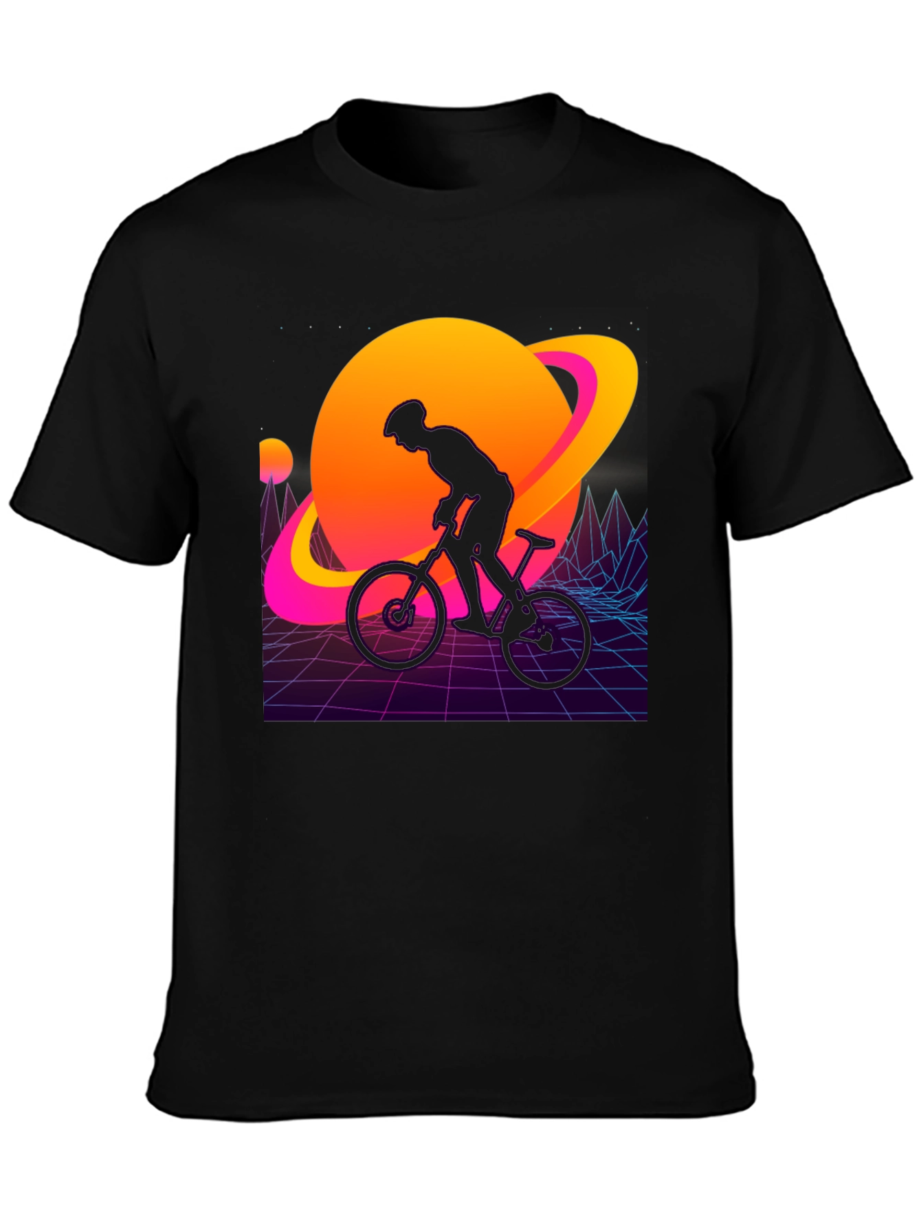 Black Retro Planet Biker Graphic Tee view 3