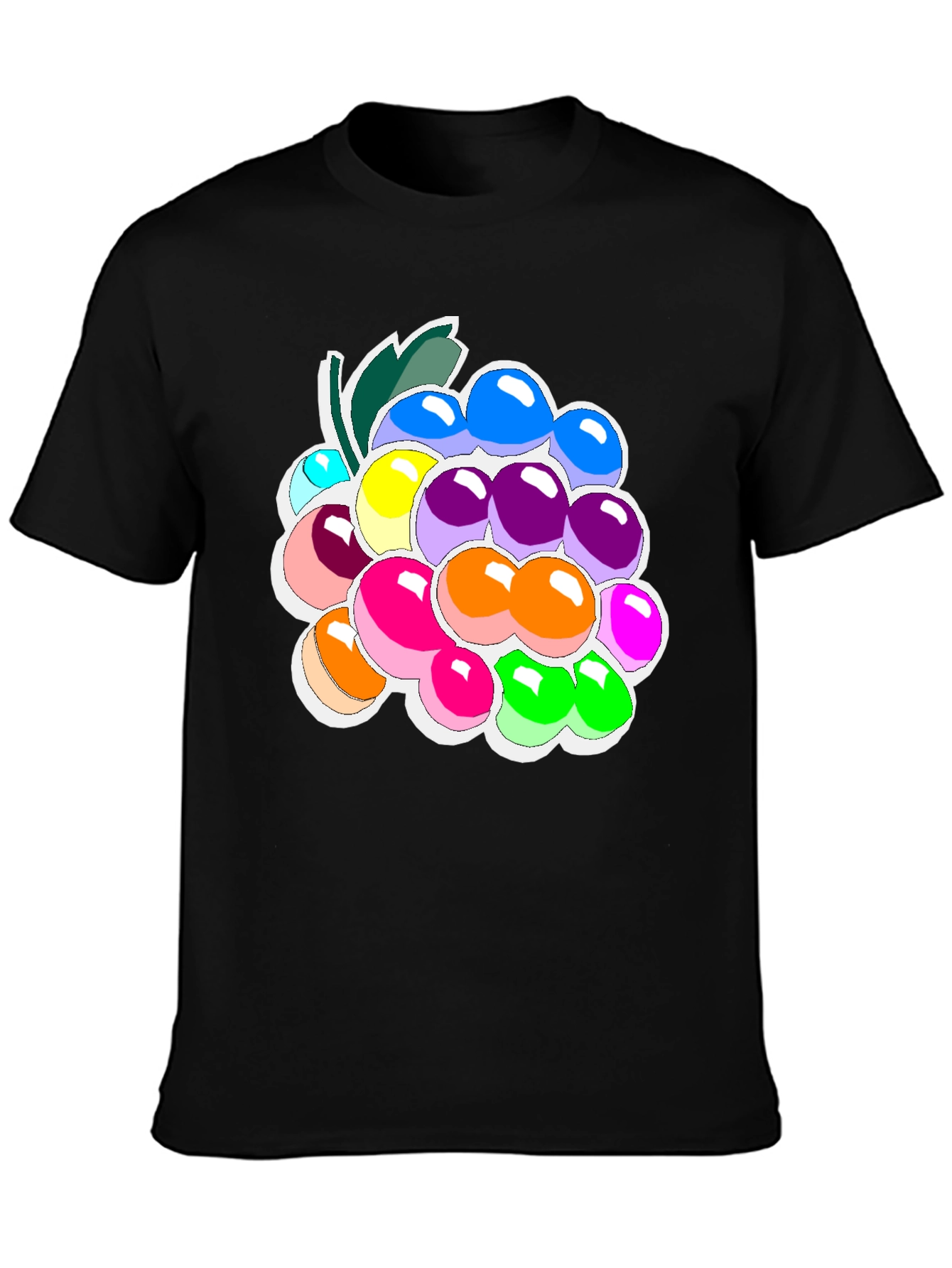 Black Colorful Grapes Graphic Tee - Fruit Lover's T-Shirt view 3