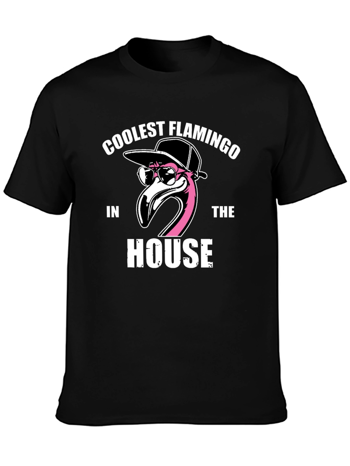 Black Coolest Flamingo in the House Black Graphic Tee view 3