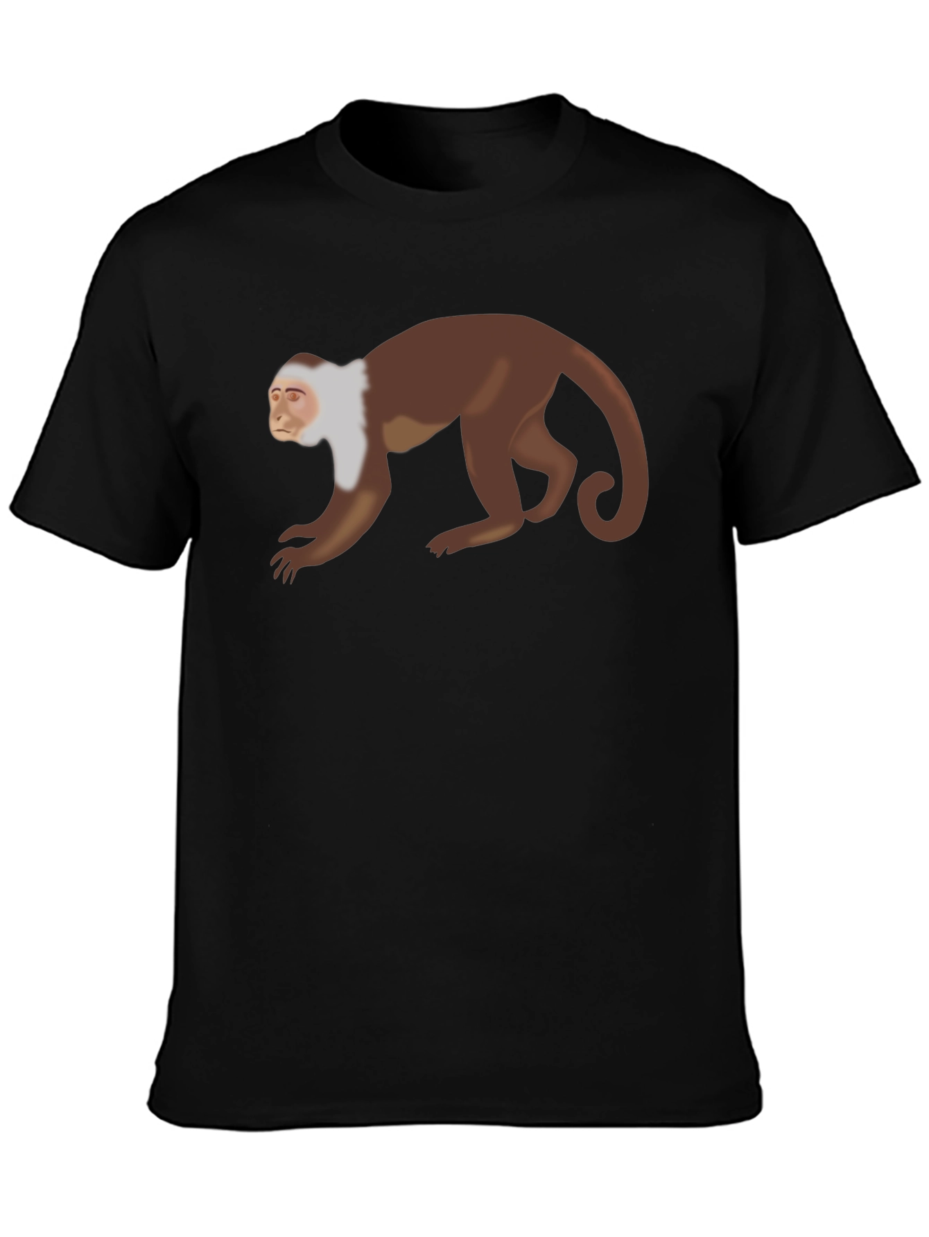 Black Capuchin Monkey Graphic T-Shirt - Unisex Black Tee view 3