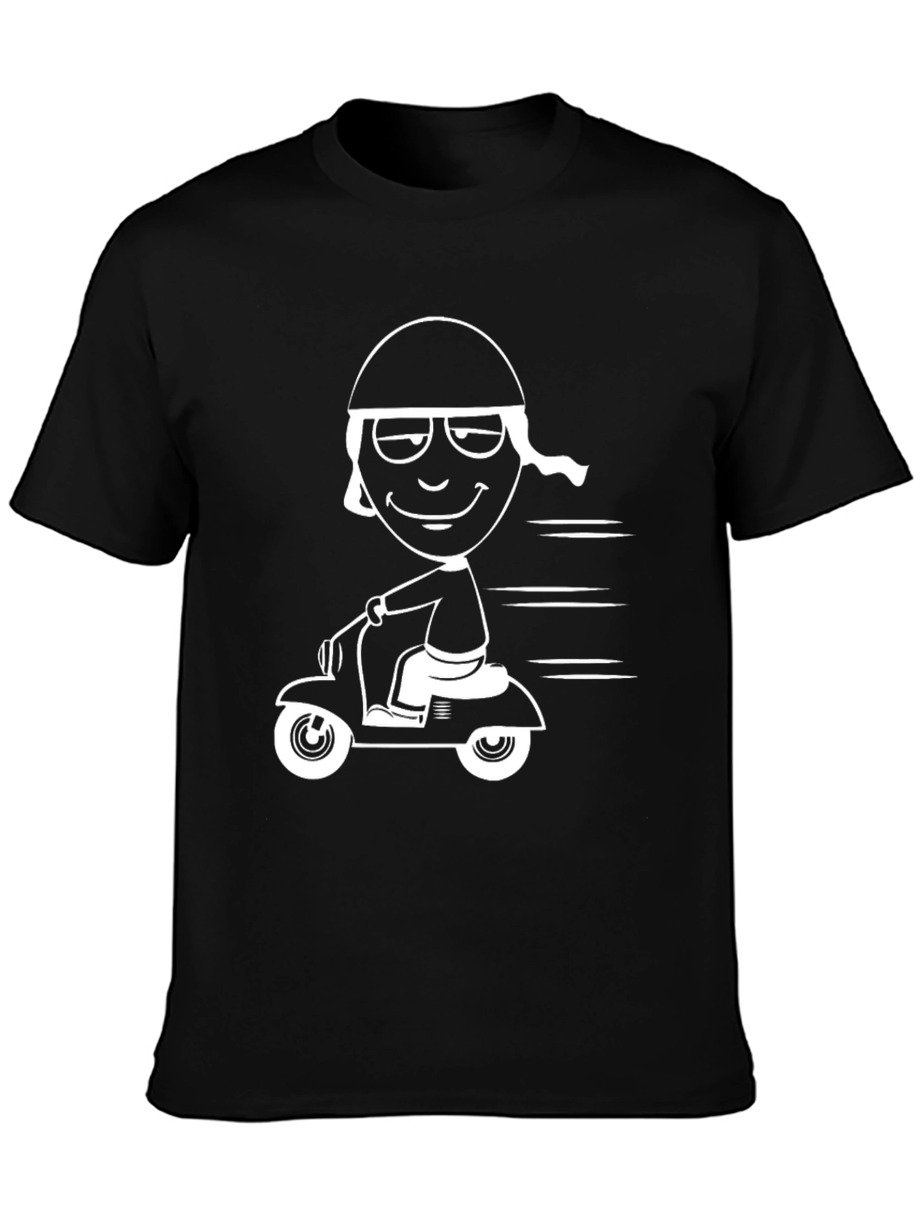 Black Cartoon Scooter Rider Graphic T-Shirt view 3