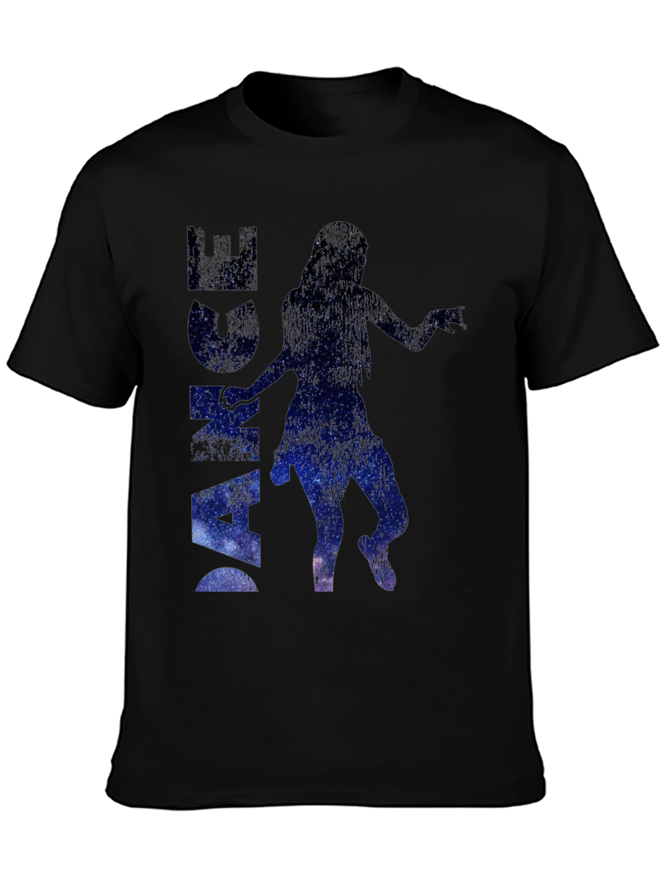 Black Dance Silhouette Galaxy Print Black T-Shirt view 3