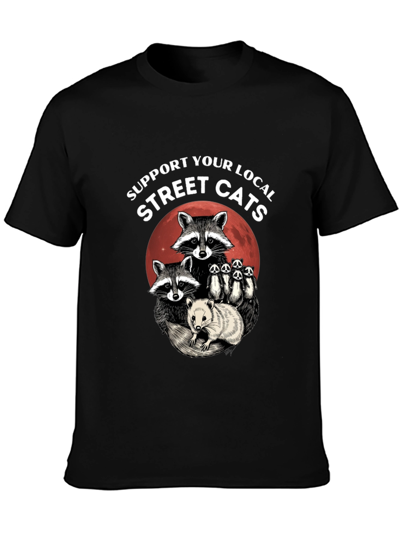 Black Support Your Local Street Cats T-Shirt view 3