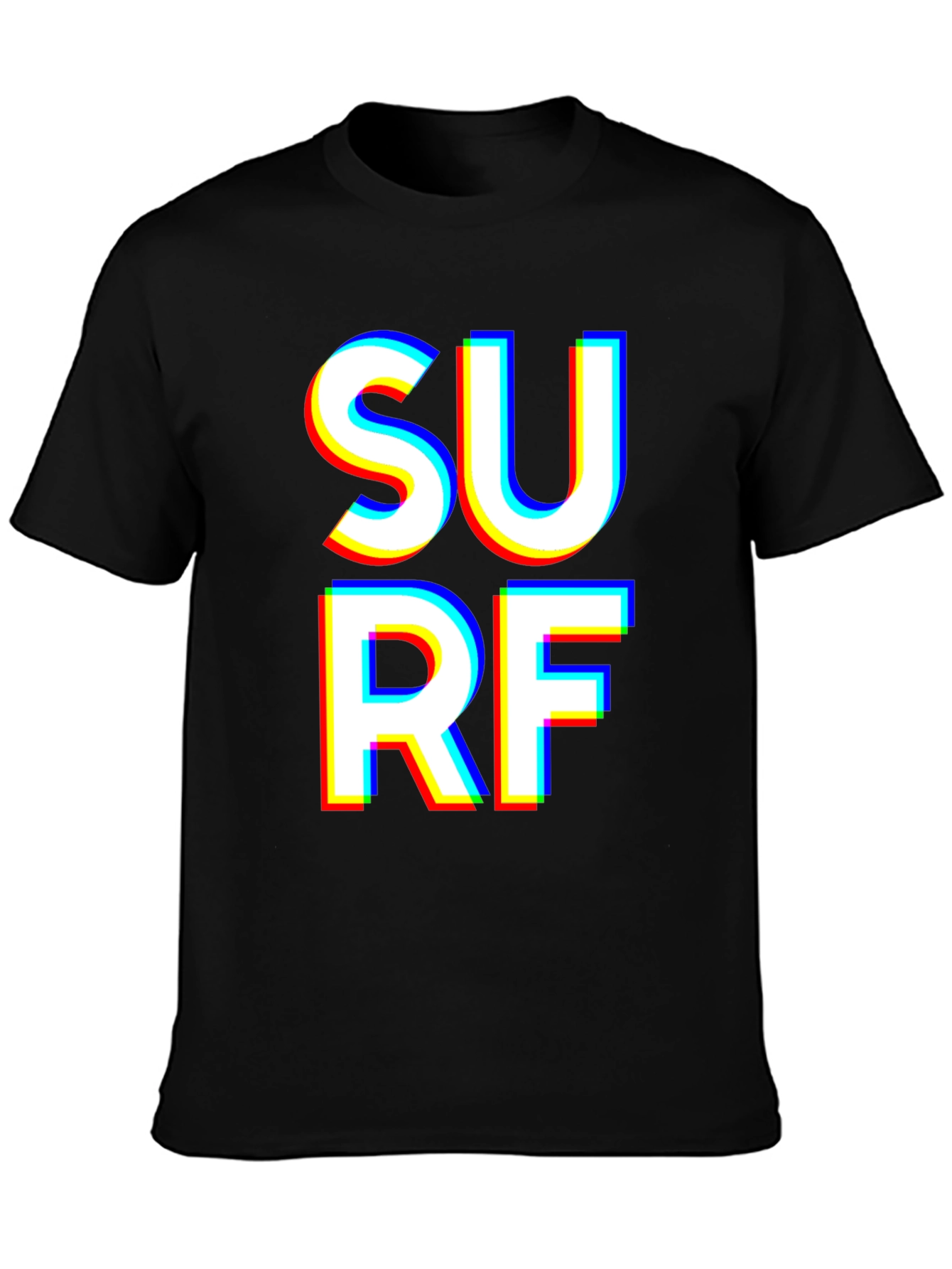 Black Surf Graphic T-Shirt - Bold White Text on Black view 3