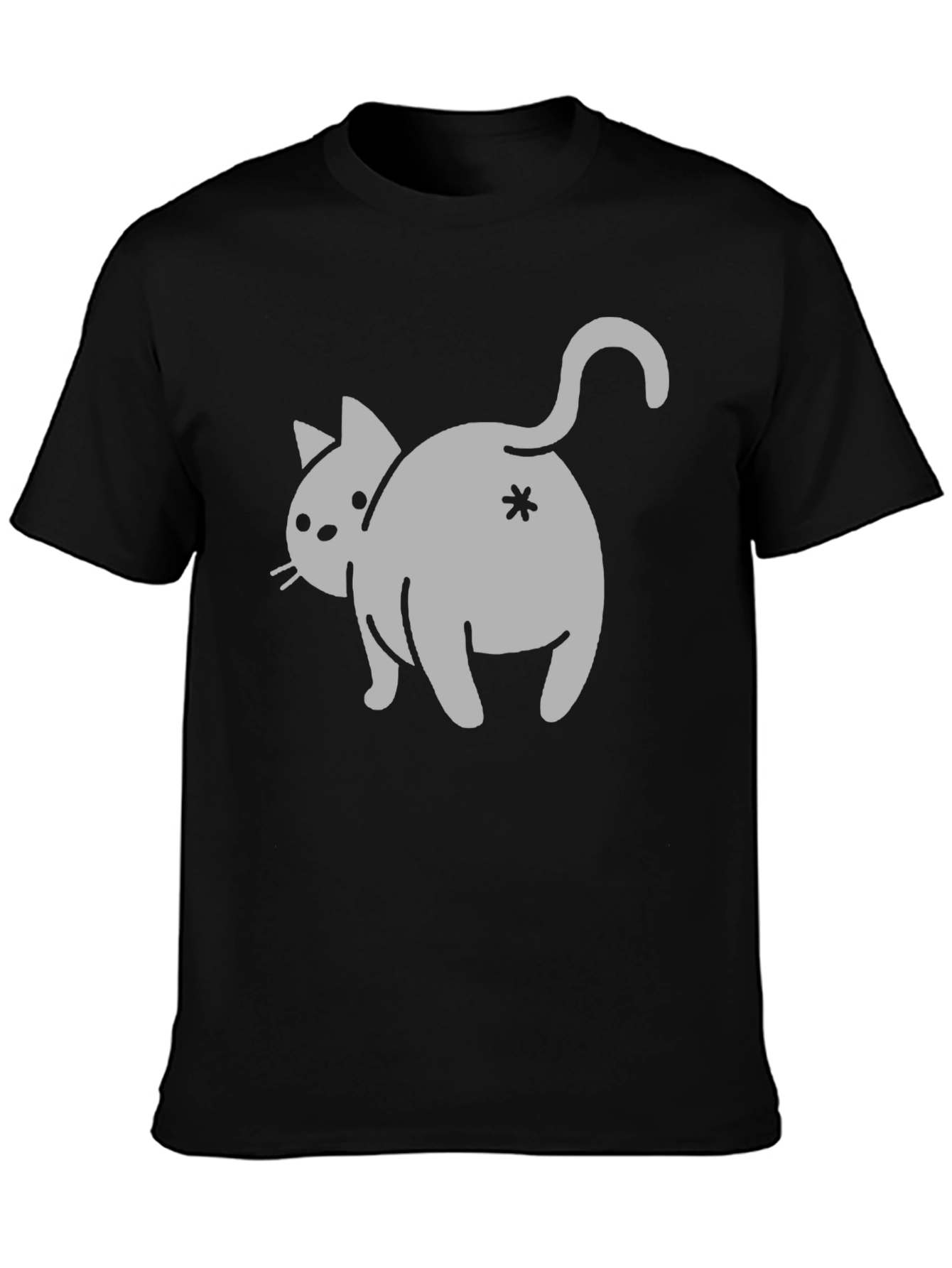 Black Funny Cat Butt T-Shirt - Black Cotton Blend view 3