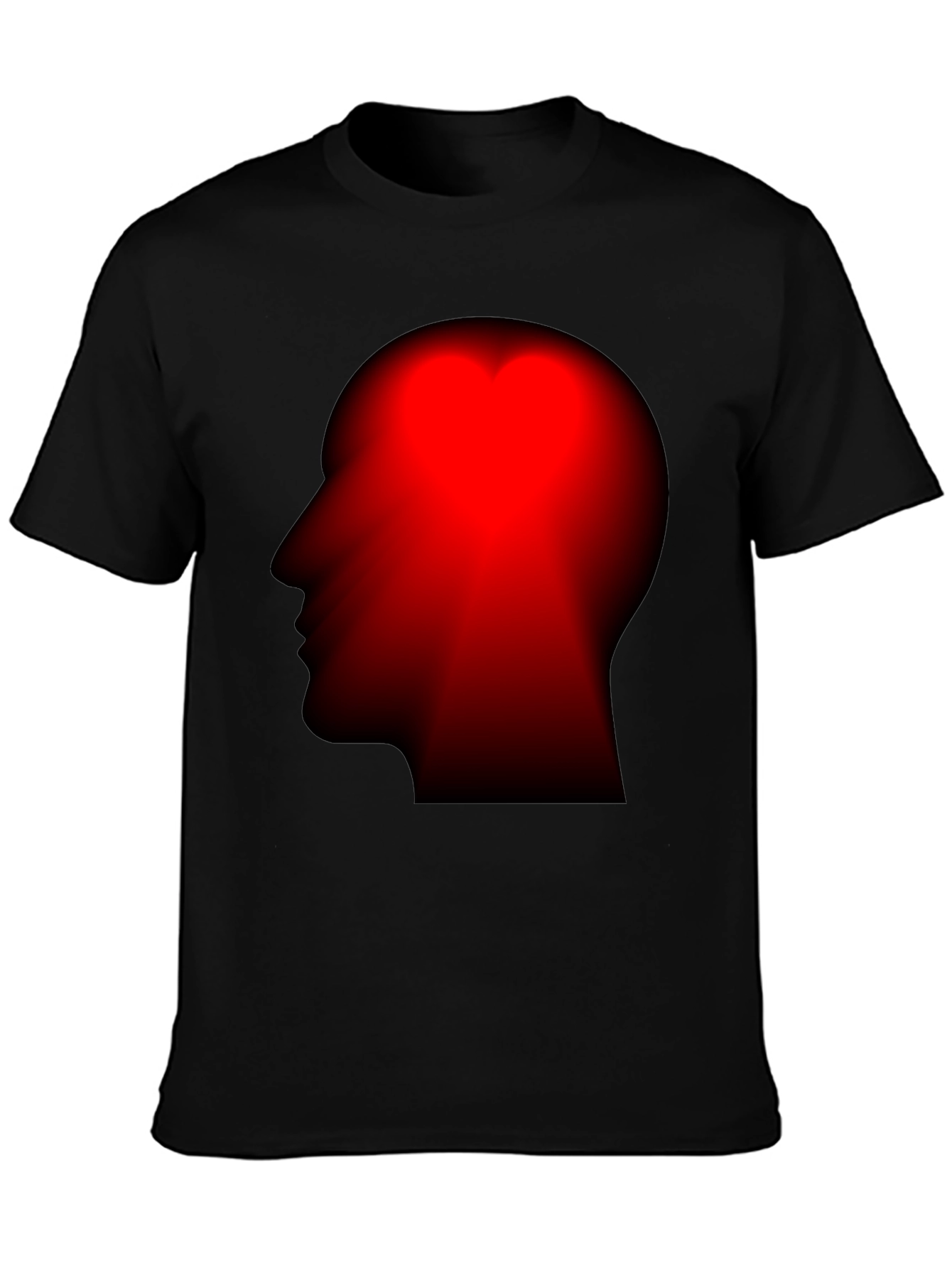 Black Red Head Silhouette Black T-Shirt view 3