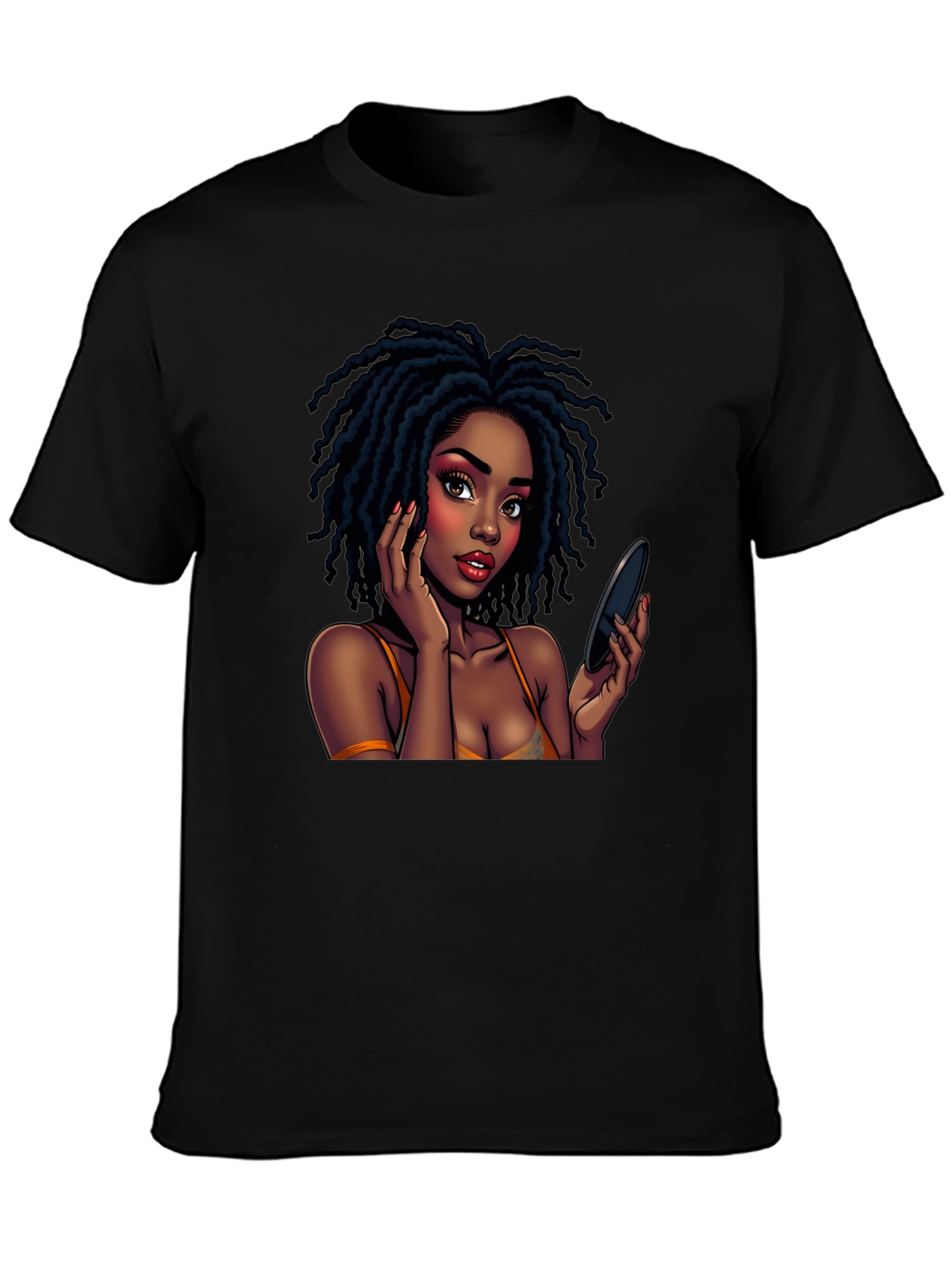 Black Black T-Shirt with Animated Girl Graphic view 3