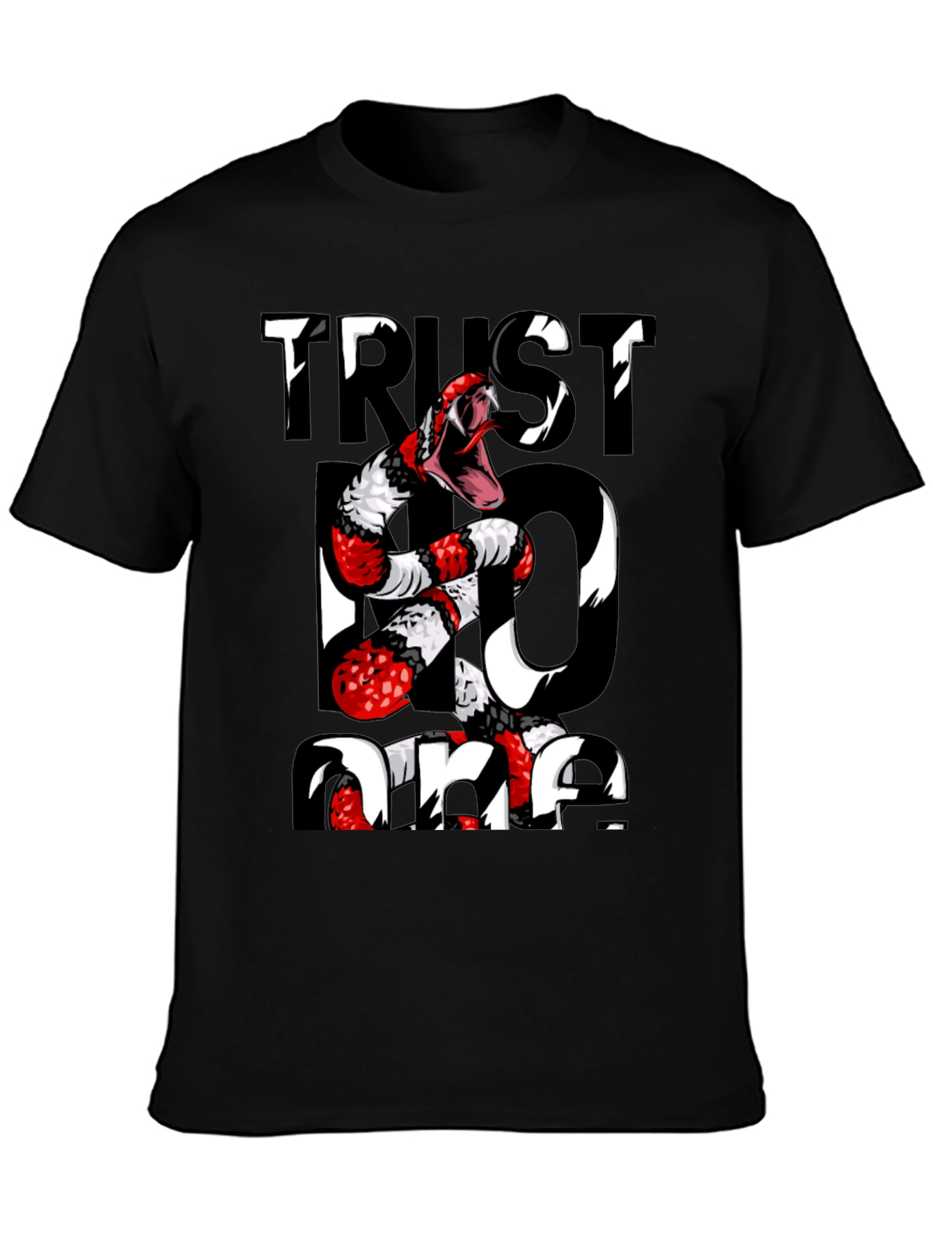 Black Trust No One Snake Graphic Tee - Black view 3